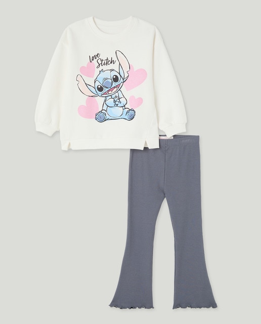 Imagem 0 de Conjunto Comprido de Duas Peças com Detalhe Lilo & Stitch