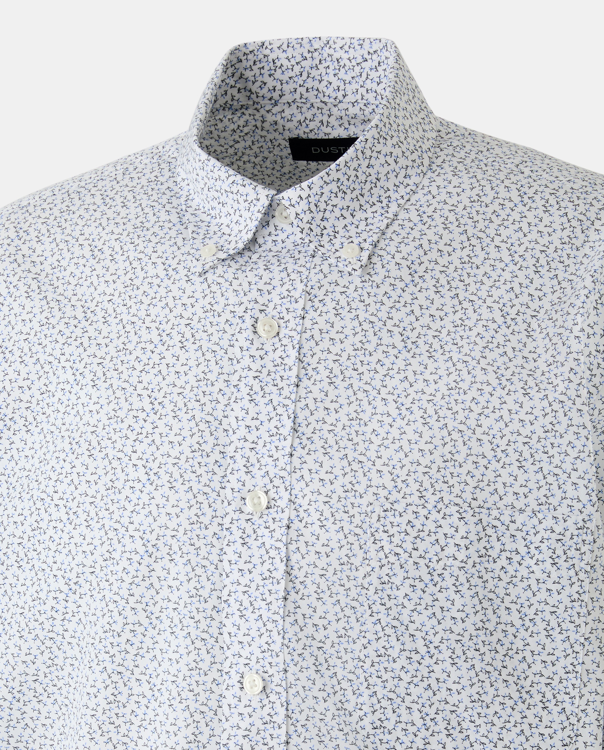 Camisa de Manga Comprida de Popelina com Micro Estampado e Padrão Clássico Azul-5