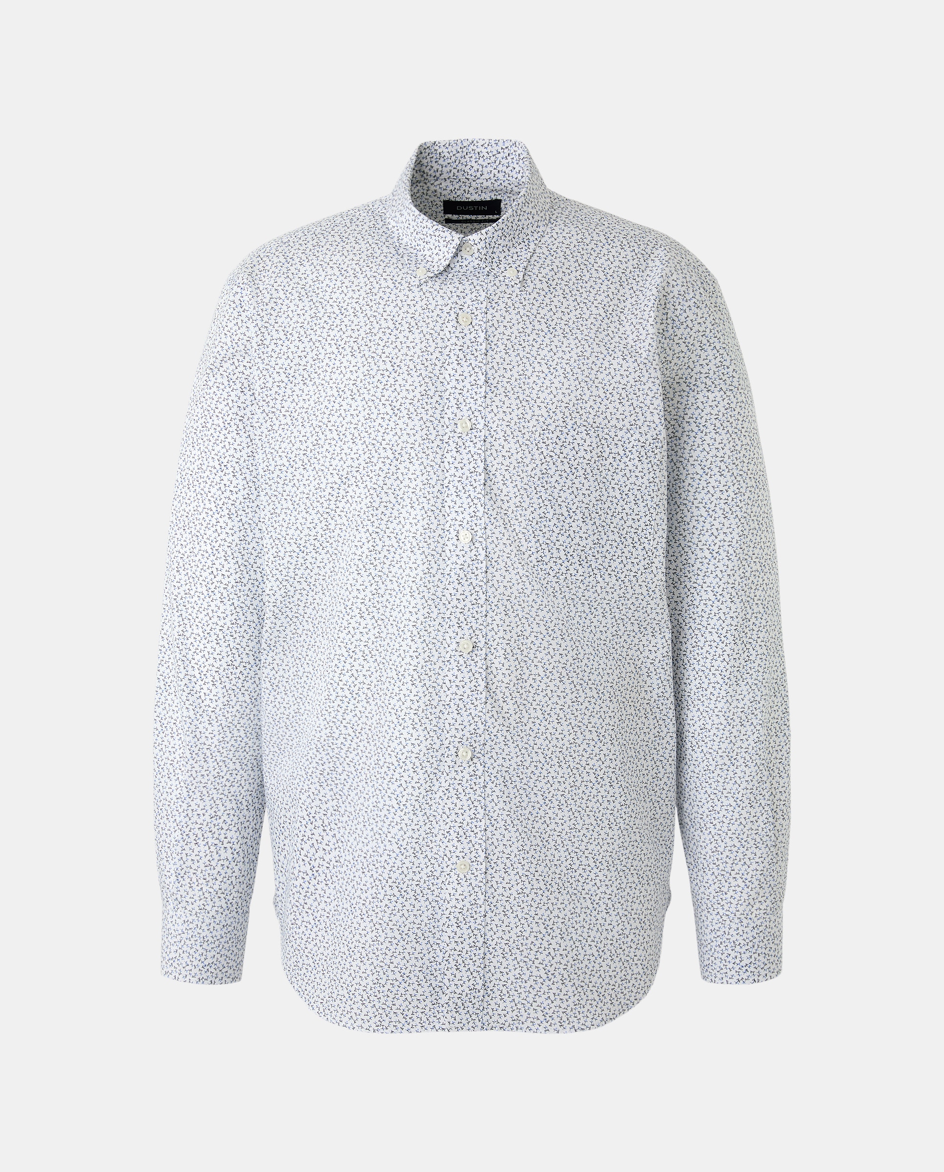 Camisa de Manga Comprida de Popelina com Micro Estampado e Padrão Clássico Azul-4