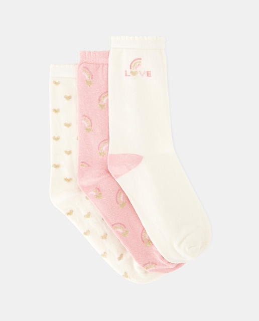 Imagen 0 de Pack de 3 calcetines con estampado arco iris de niña