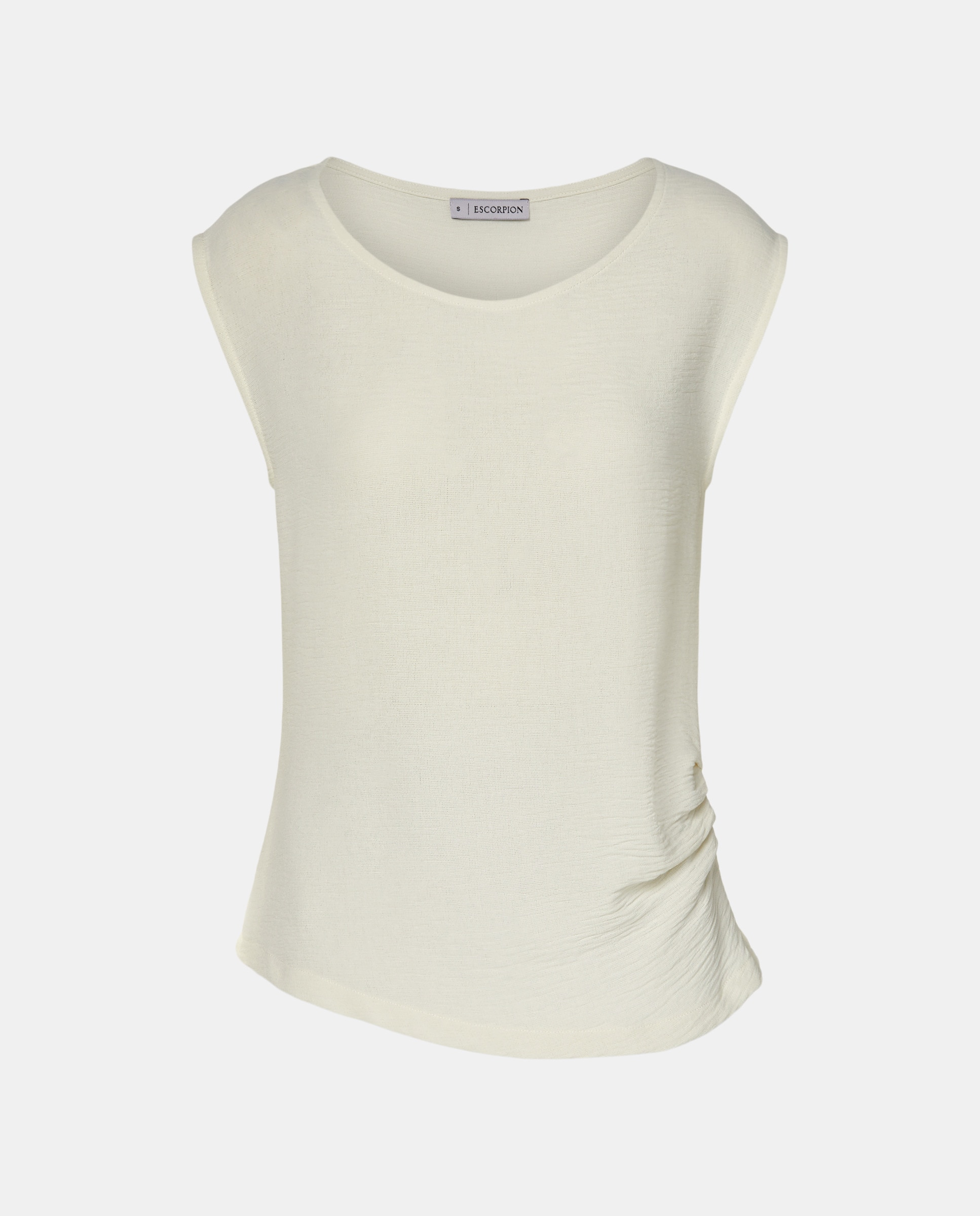 Blusa de Decote Redondo Aberto sem Mangas Branco-4