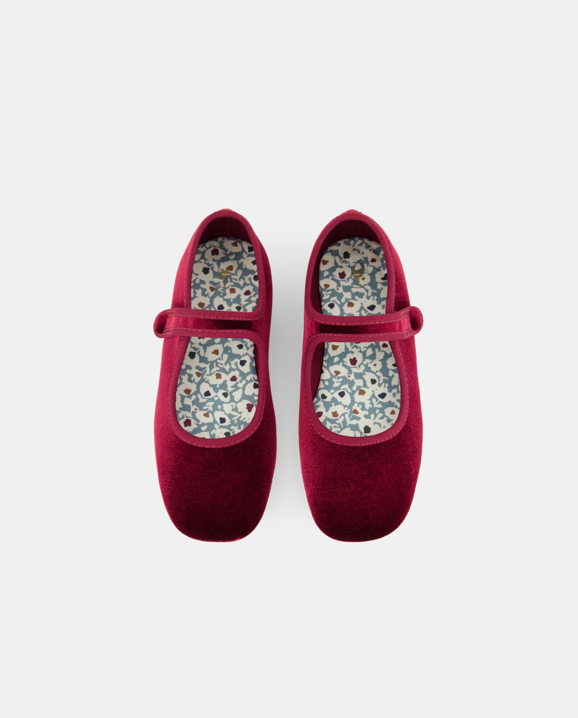 Sapatos de Presilha de Veludo com Fecho Aderente Bordeaux-4