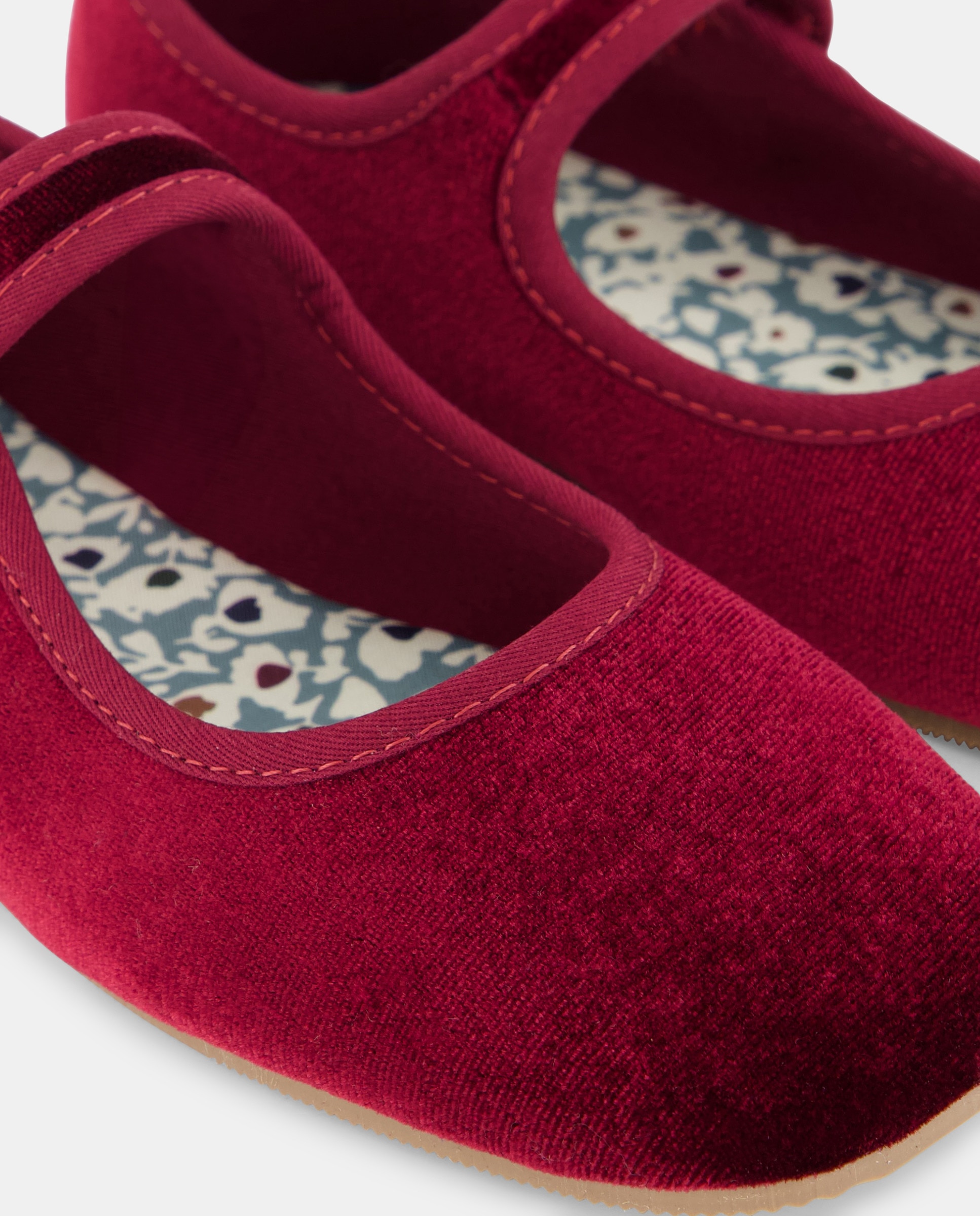 Sapatos de Presilha de Veludo com Fecho Aderente Bordeaux-5