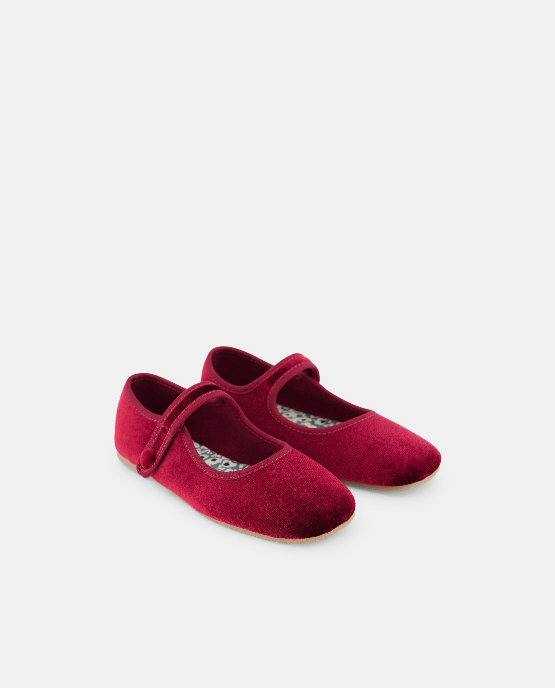 Sapatos de Presilha de Veludo com Fecho Aderente Bordeaux-2