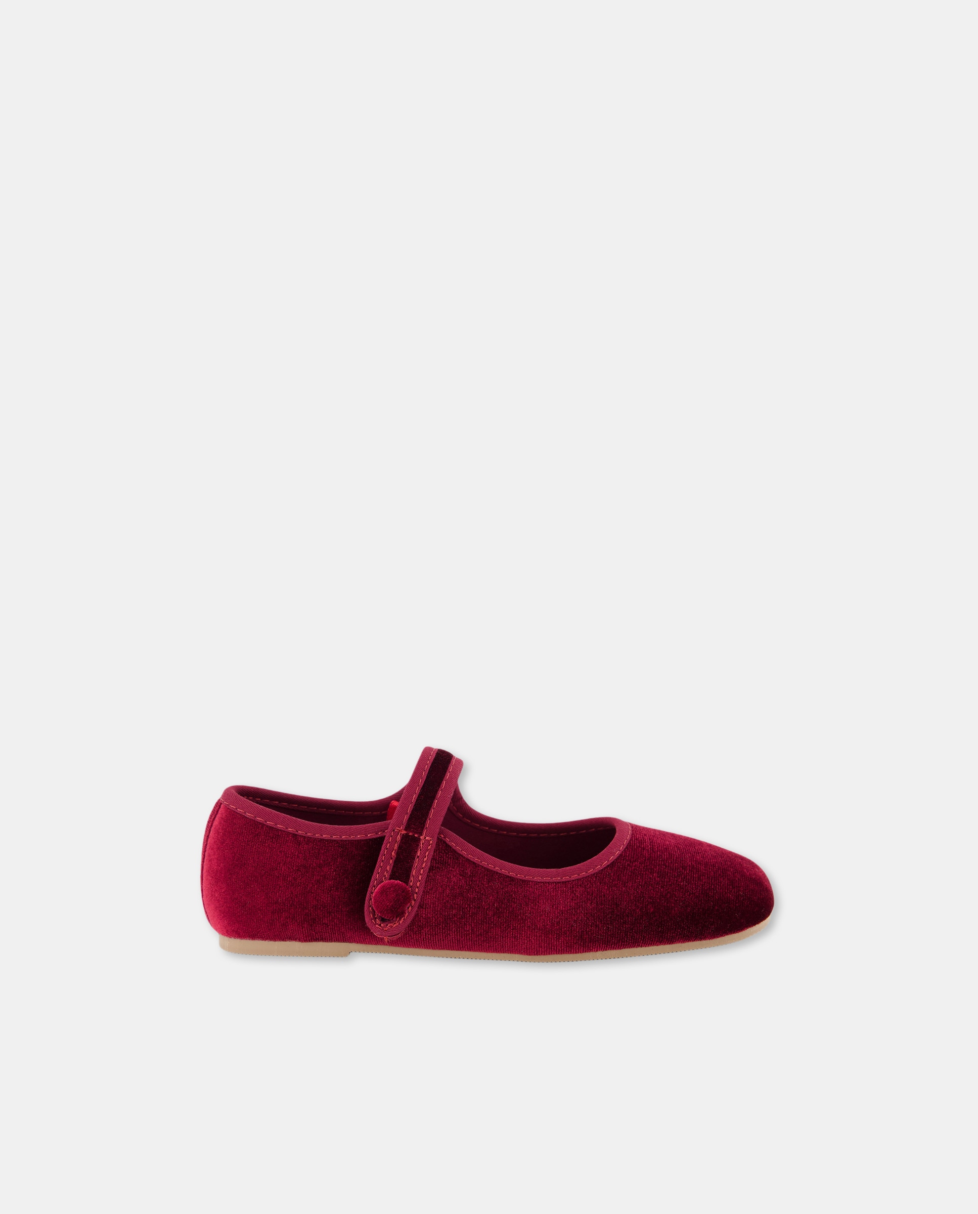 Sapatos de Presilha de Veludo com Fecho Aderente Bordeaux-1