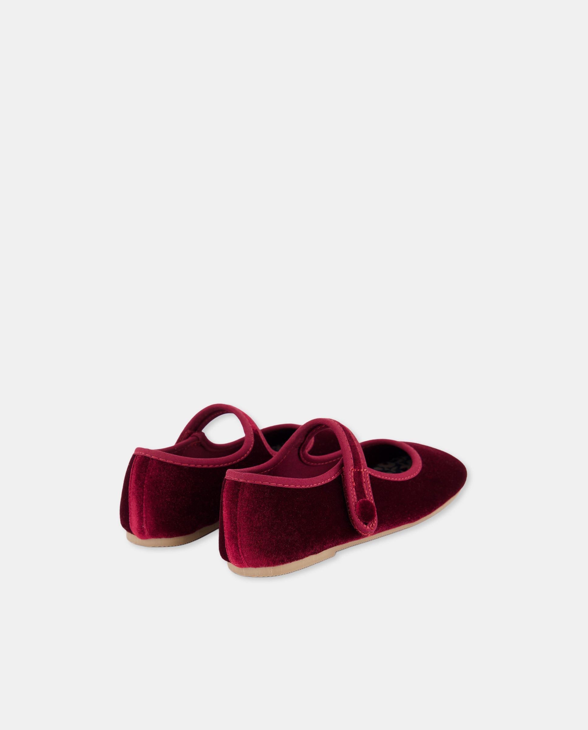 Sapatos de Presilha de Veludo com Fecho Aderente Bordeaux-3