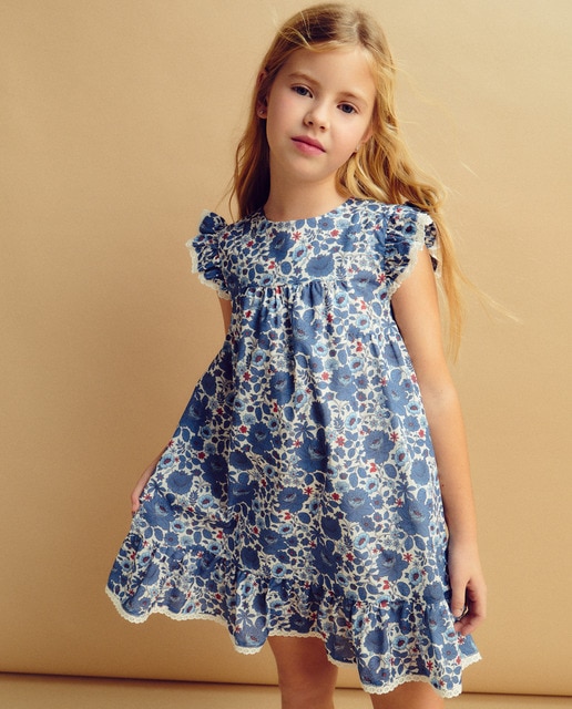 Imagen 0 de Vestido de niña estampado bicolor