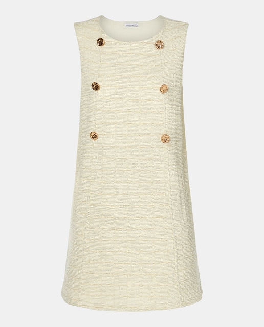 Imagem 0 de Vestido Tipo Jardineiras com Estrutura e Botões Dourados