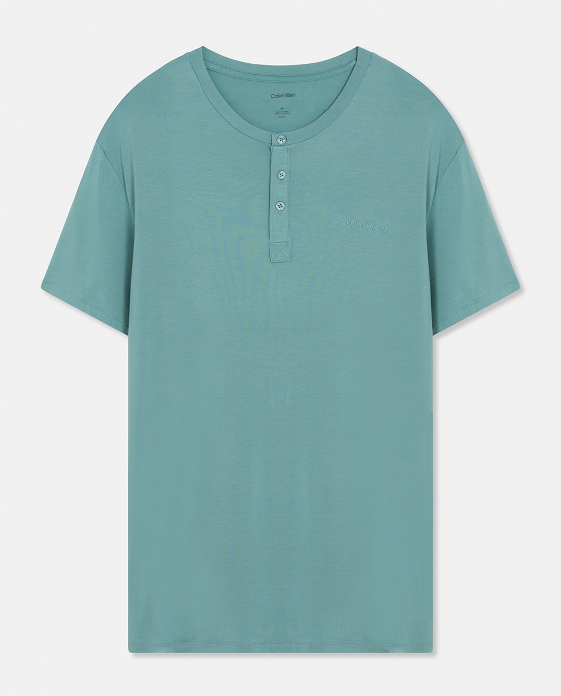 T-shirt de Manga Curta com Gola Tipo Padeiro Verde Água-1