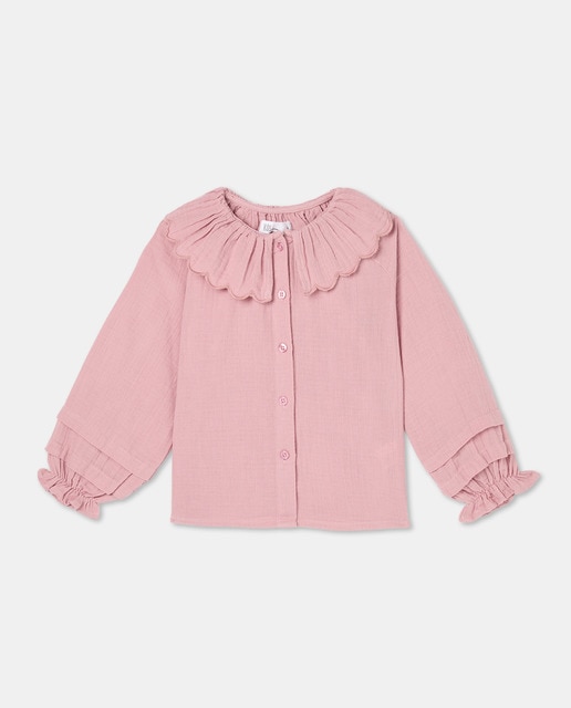 Imagem 0 de Blusa Dupla de Chiffon com Gola de Ondas