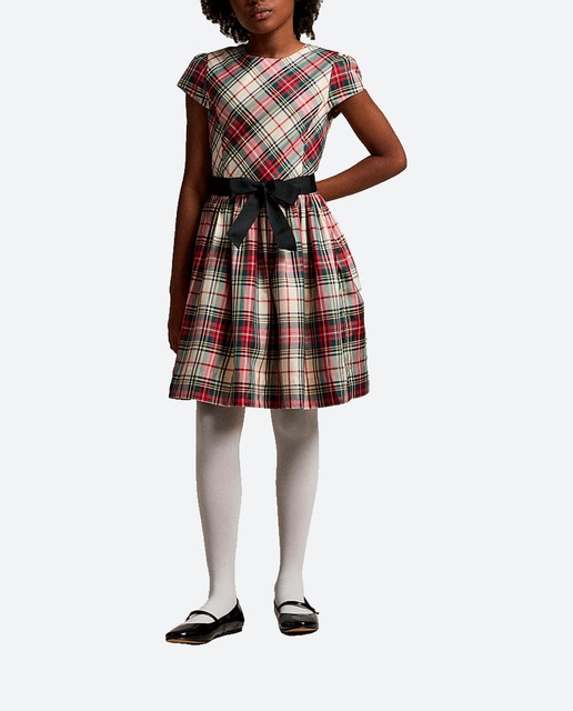 Imagen 0 de Vestido de niña de cuadros con lazo