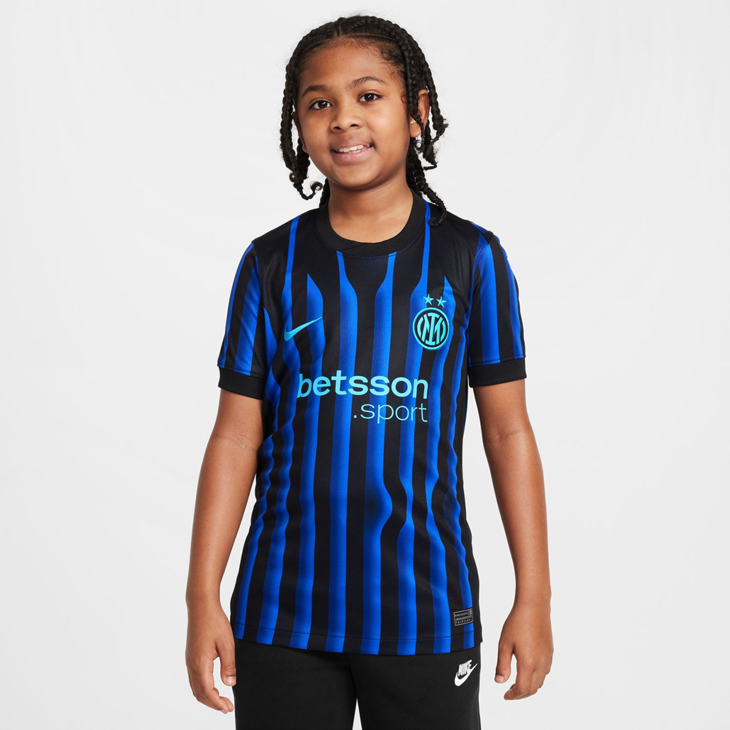 T-shirt de Criança 1.º Equipamento Inter Milan 2025-2026 Stadium Azul / Preto-1