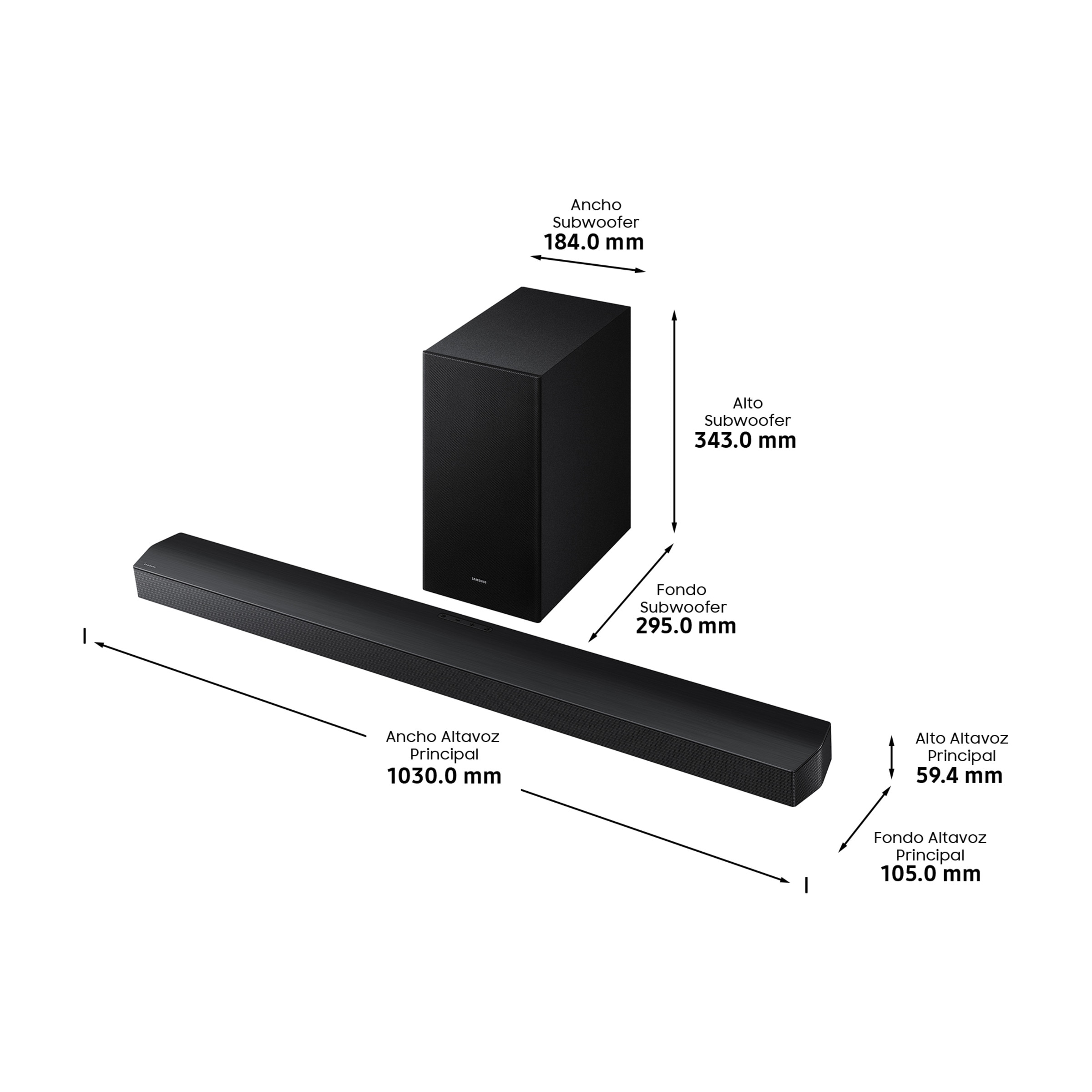 Barra de sonido Samsung HW-B750F, Dolby 5.1 y DTS Virtual:X, DTS 5.1 con 6 altavoces, Q-Symphony, 400W, Subwoofer inalámbrico 6.5" 250W Negro-6