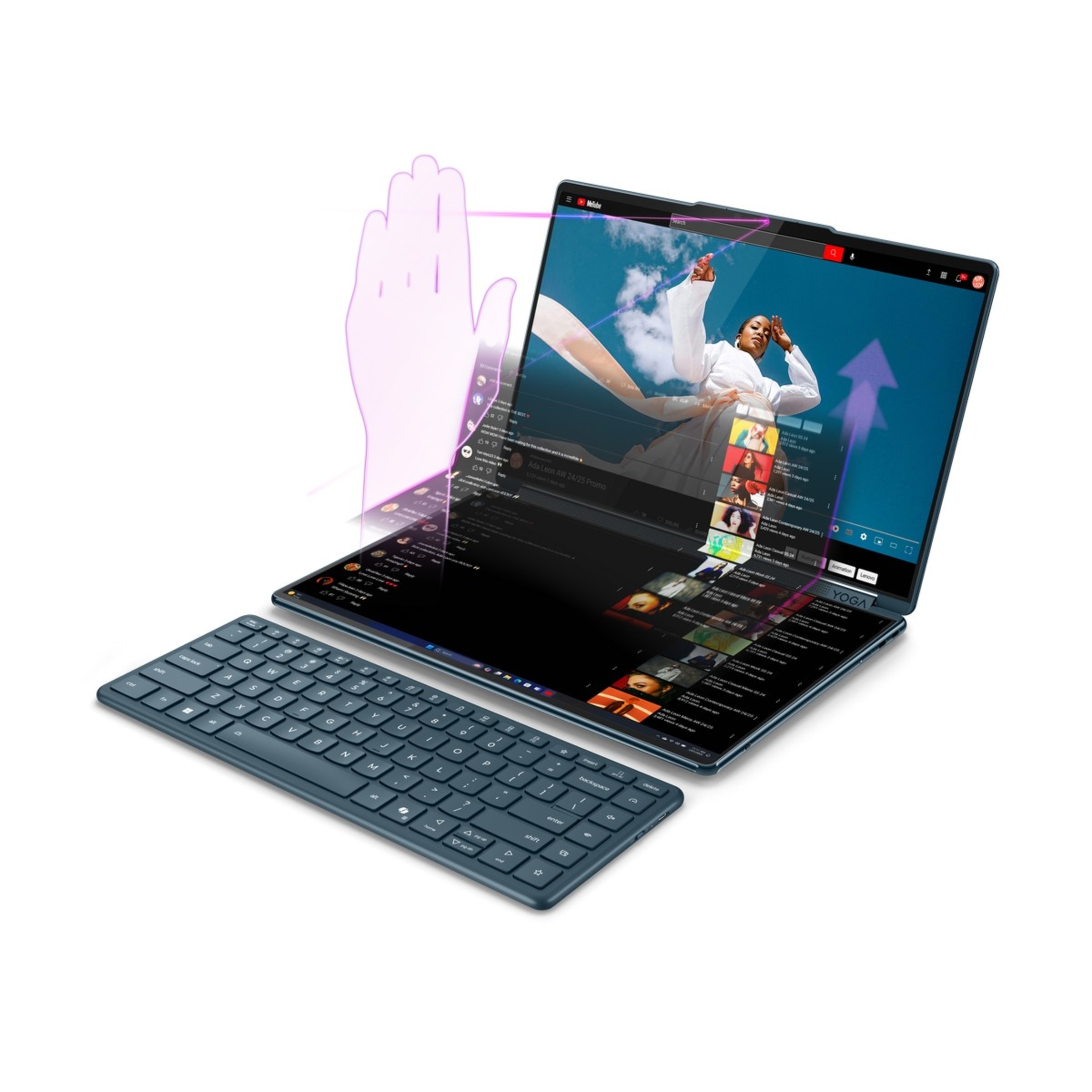 Computador Portátil Lenovo Yoga Book 9 14IAH10-058 2x 14" Touch Ultra 7 255H, RAM 32GB, SSD 1TB, Intel Graphics, W11 Home Azul + Teclado + Rato + Pen 11