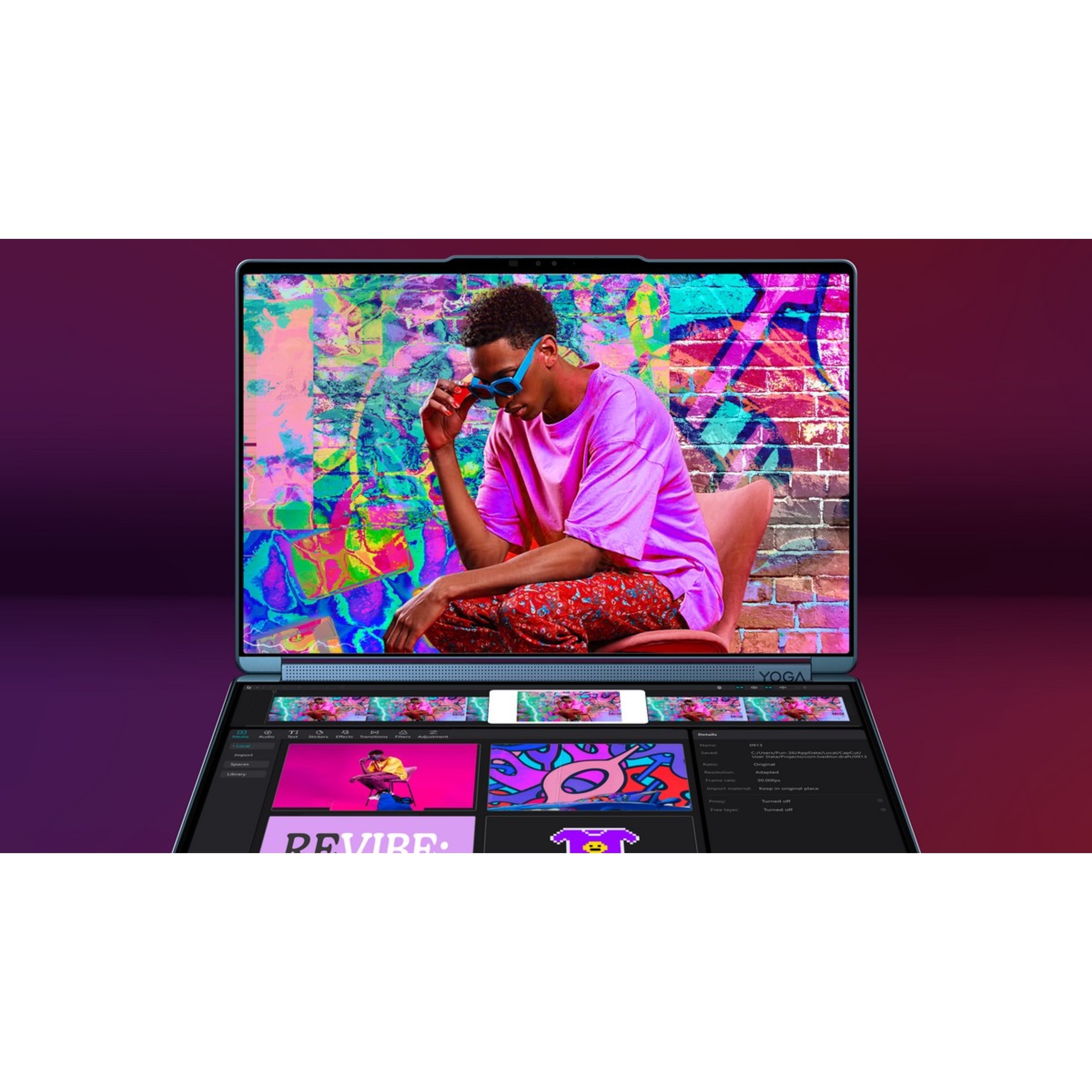 Computador Portátil Lenovo Yoga Book 9 14IAH10-058 2x 14" Touch Ultra 7 255H, RAM 32GB, SSD 1TB, Intel Graphics, W11 Home Azul + Teclado + Rato + Pen 17