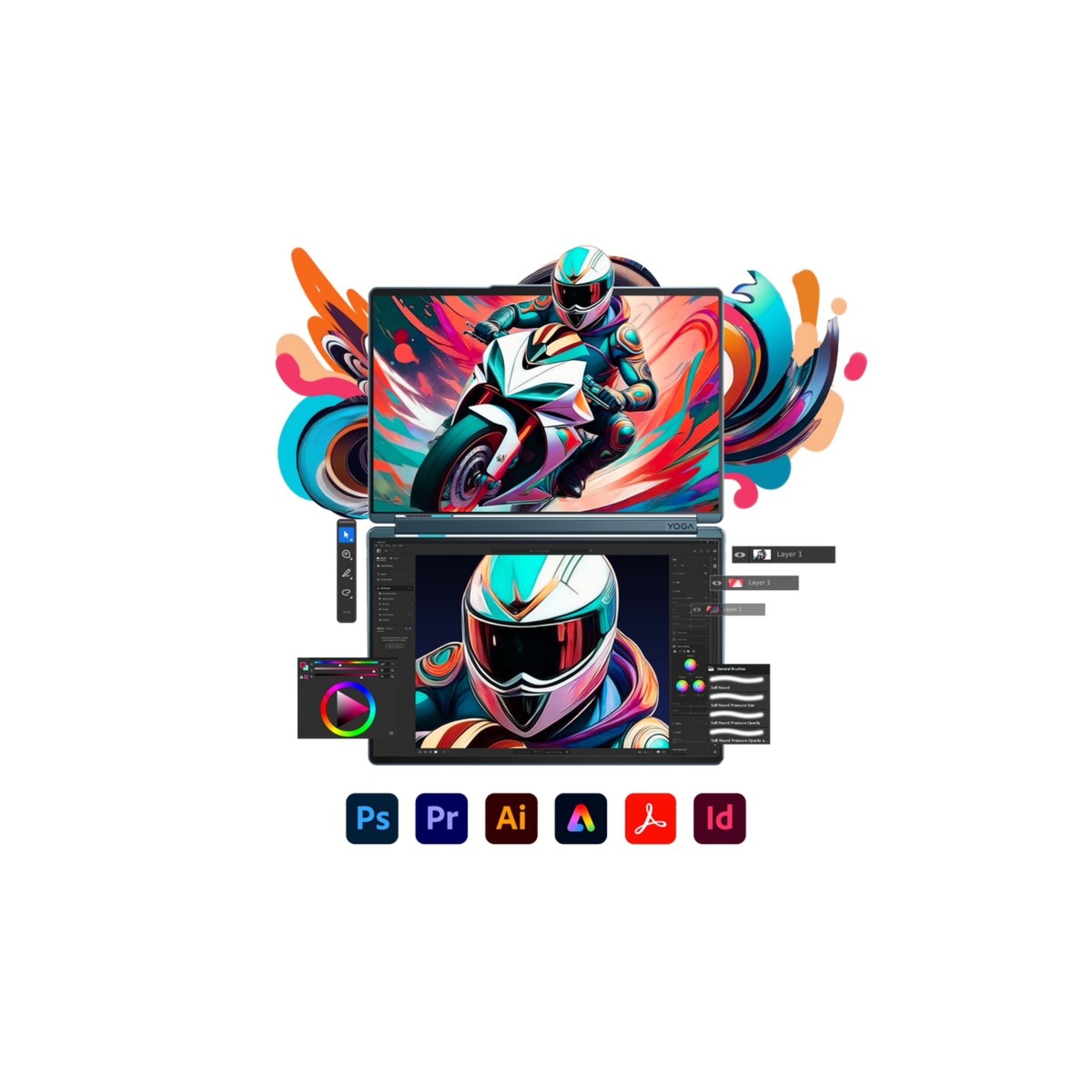 Computador Portátil Lenovo Yoga Book 9 14IAH10-058 2x 14" Touch Ultra 7 255H, RAM 32GB, SSD 1TB, Intel Graphics, W11 Home Azul + Teclado + Rato + Pen 9