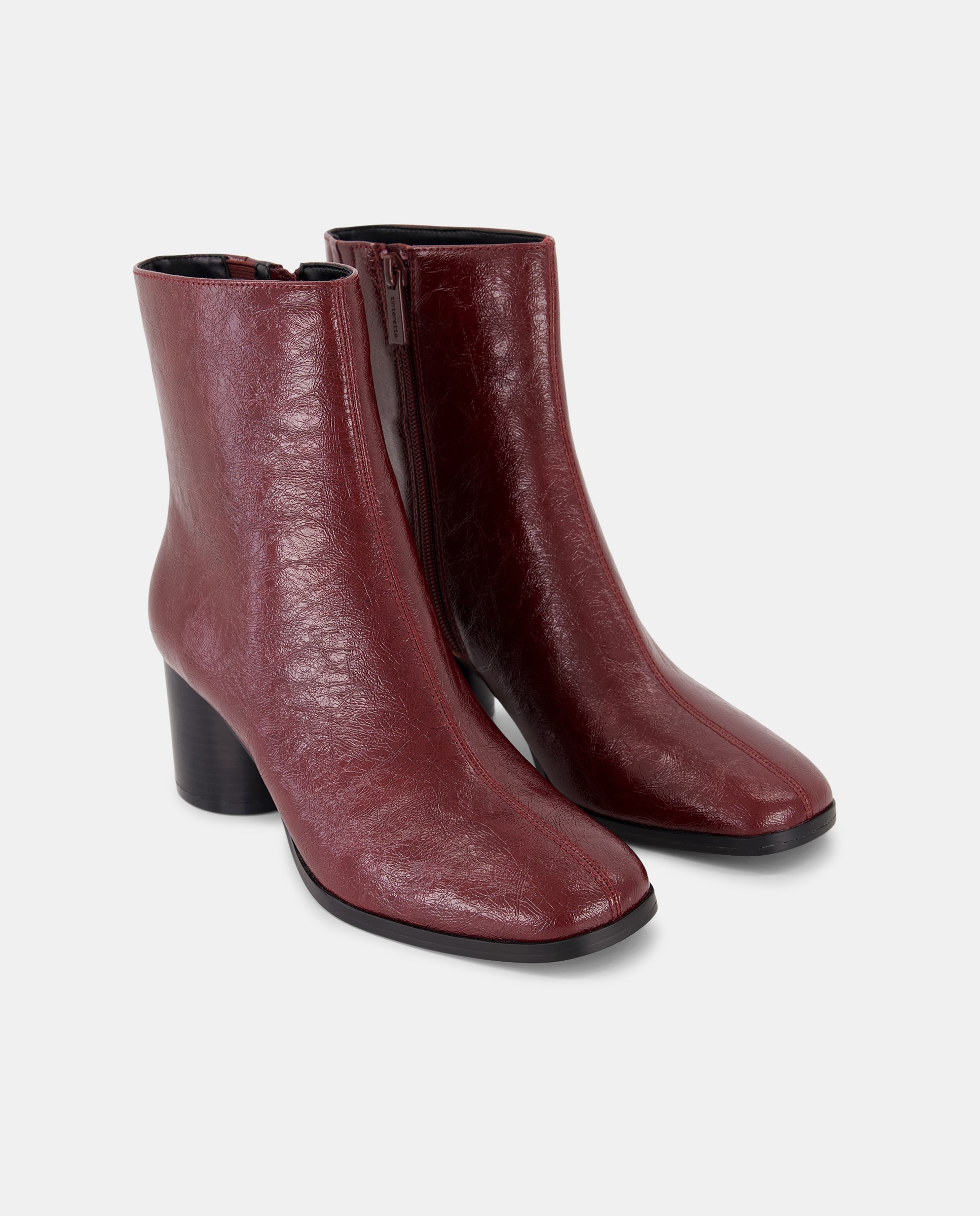 Botins com Salto Redondo Bordeaux-2