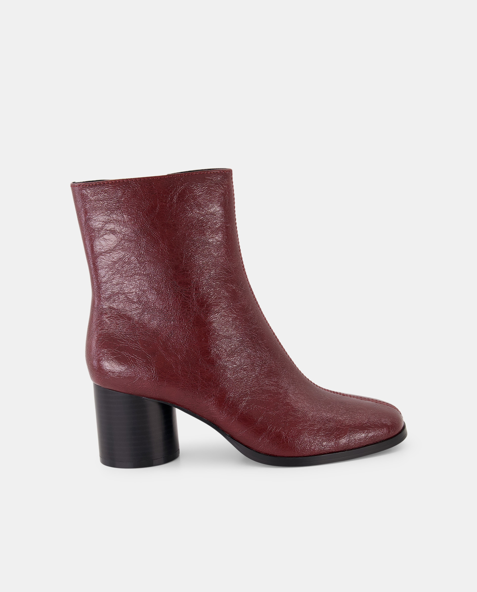 Botins com Salto Redondo Bordeaux-1
