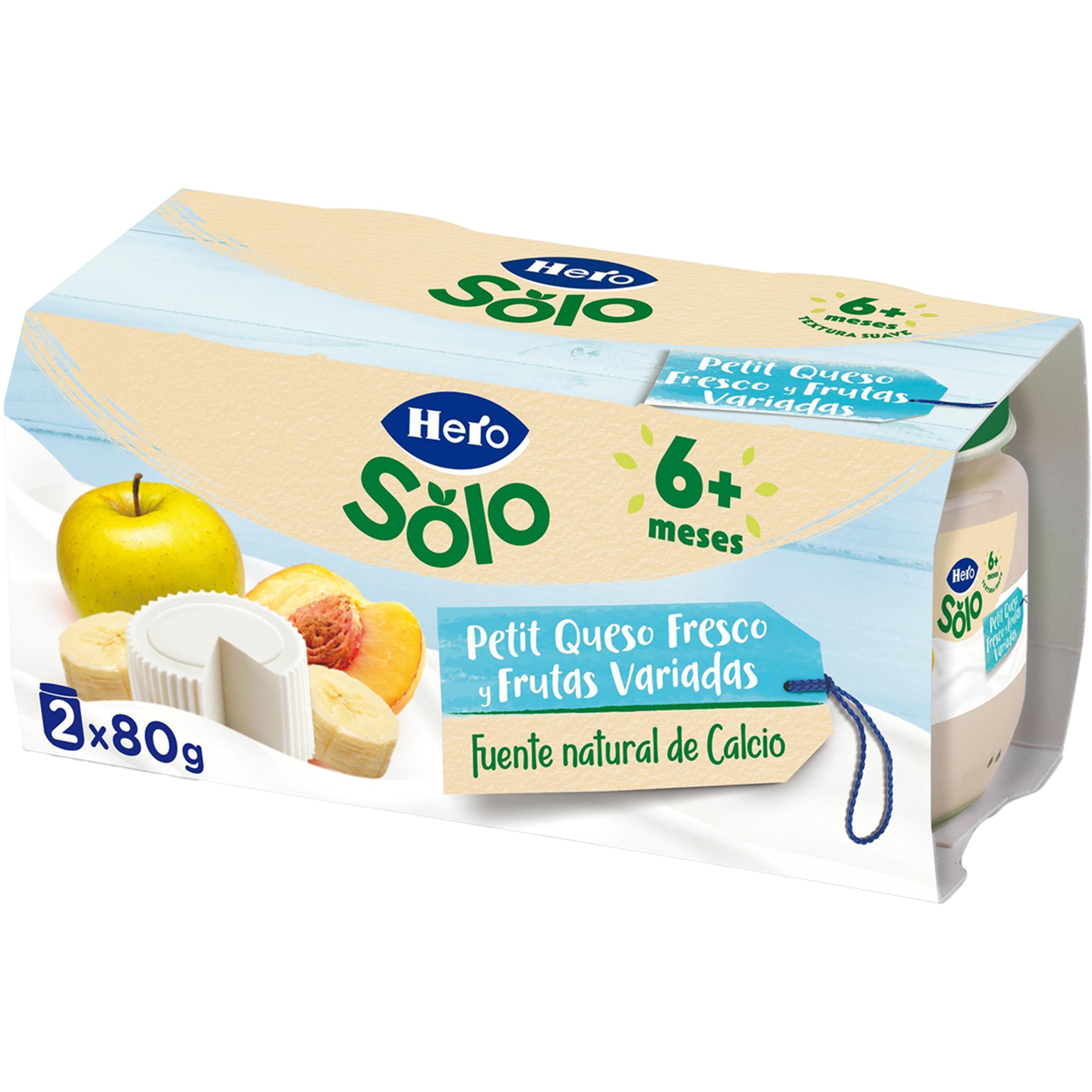 Petit de queso fresco y frutas variadas desde 6 meses pack 2 tarritos 80 g sin azúcar añadido