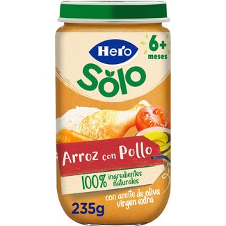 tarrito de arroz con pollo sin gluten desde 6 meses envase 235 g - Hero Solo