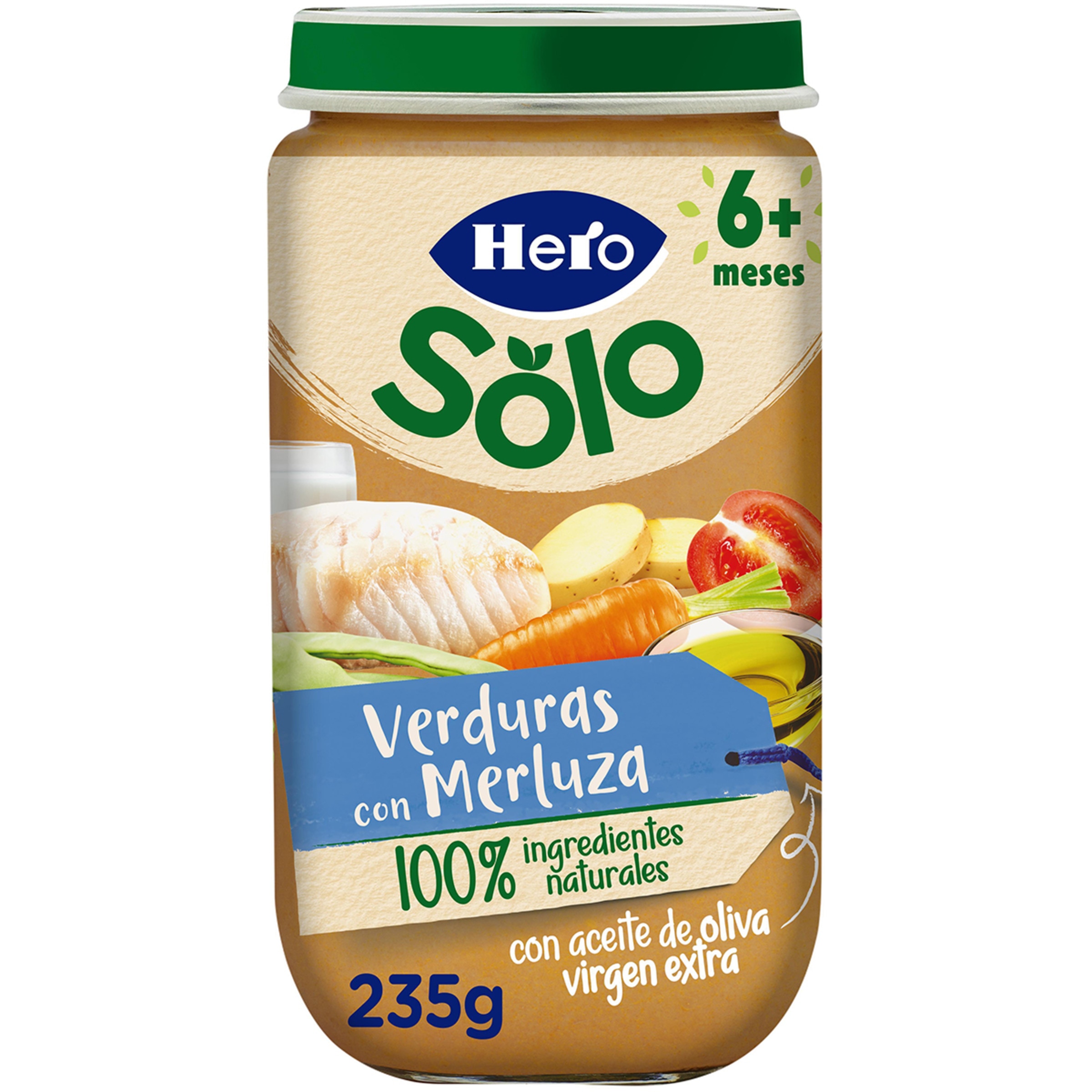 tarrito de verduras con merluza sin gluten desde 8 meses envase 235 g