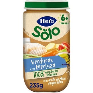 tarrito de verduras con merluza sin gluten desde 8 meses envase 235 g - Hero Solo