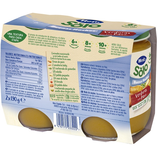 Gute Nacht Gemüsegläschen mit Pute glutenfrei ab 6 Monate 2er-Pack Verpackungen 190 g