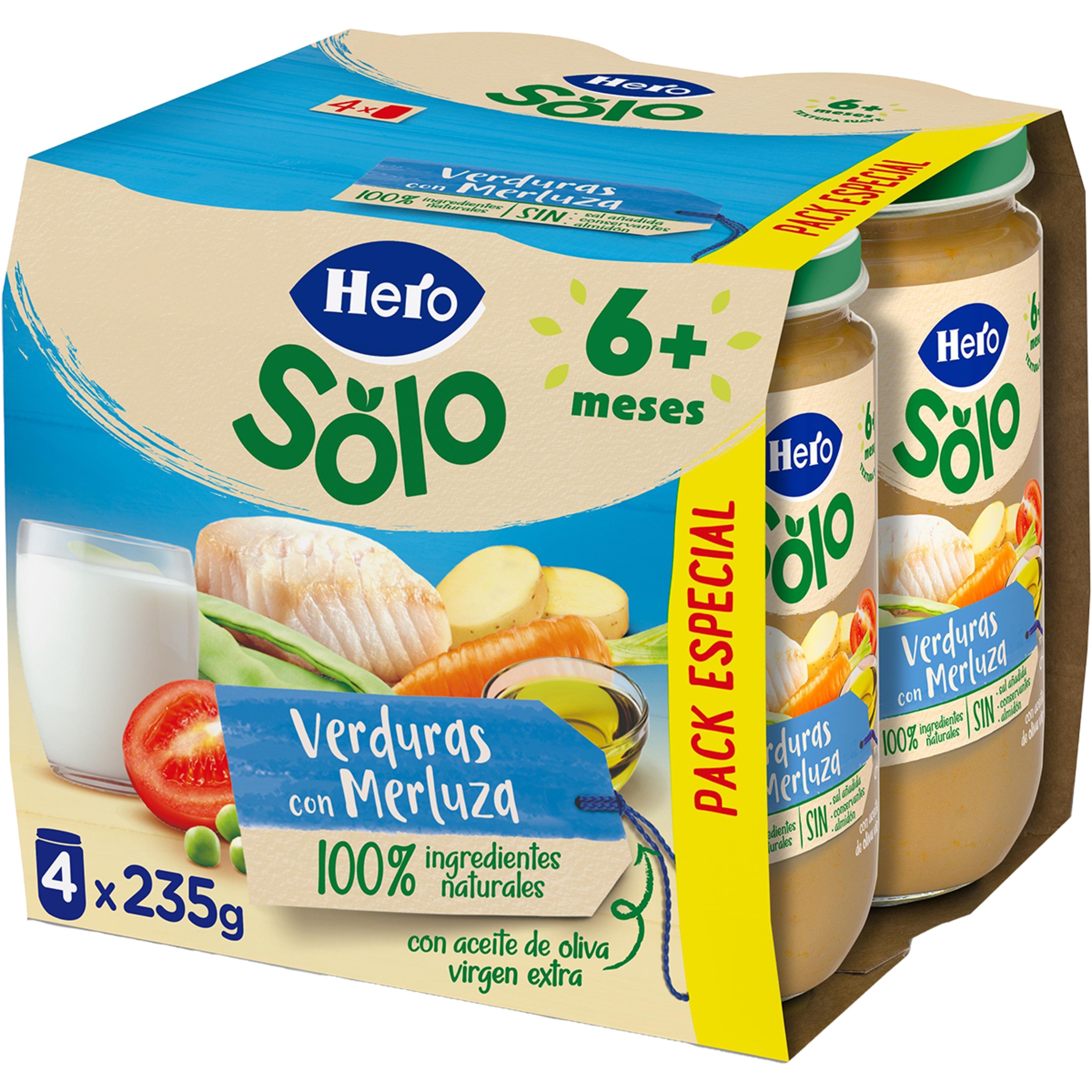 tarritos de verduras con merluza desde 6 meses pack 4 envases 235 g