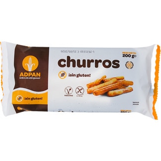 churros sin gluten y veganos envase 200 g - Adpan