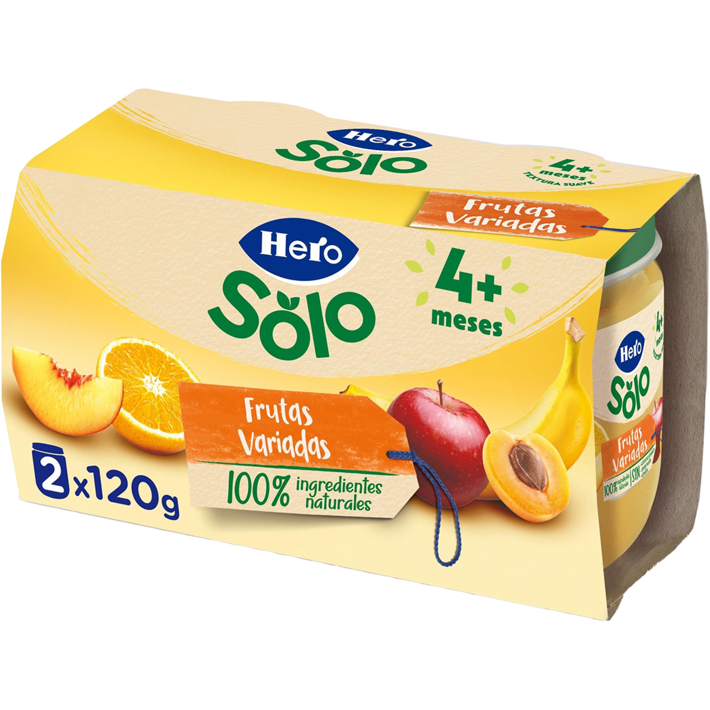 tarritos de frutas variadas sin gluten desde 4 meses pack 2 envases 120 g
