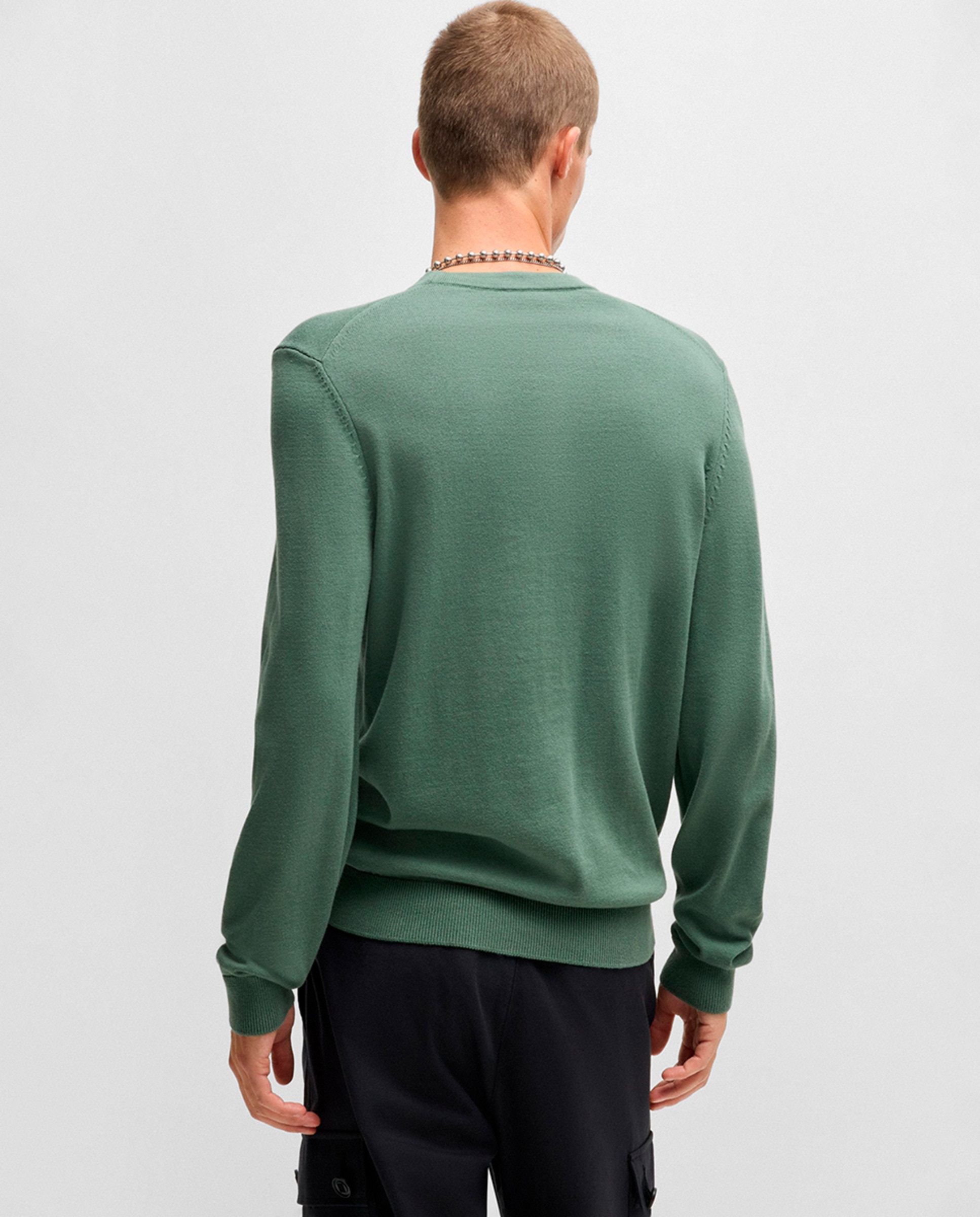 Camisola de Malha de Algodão com Etiqueta com Logótipo - Vermelho Verde-2