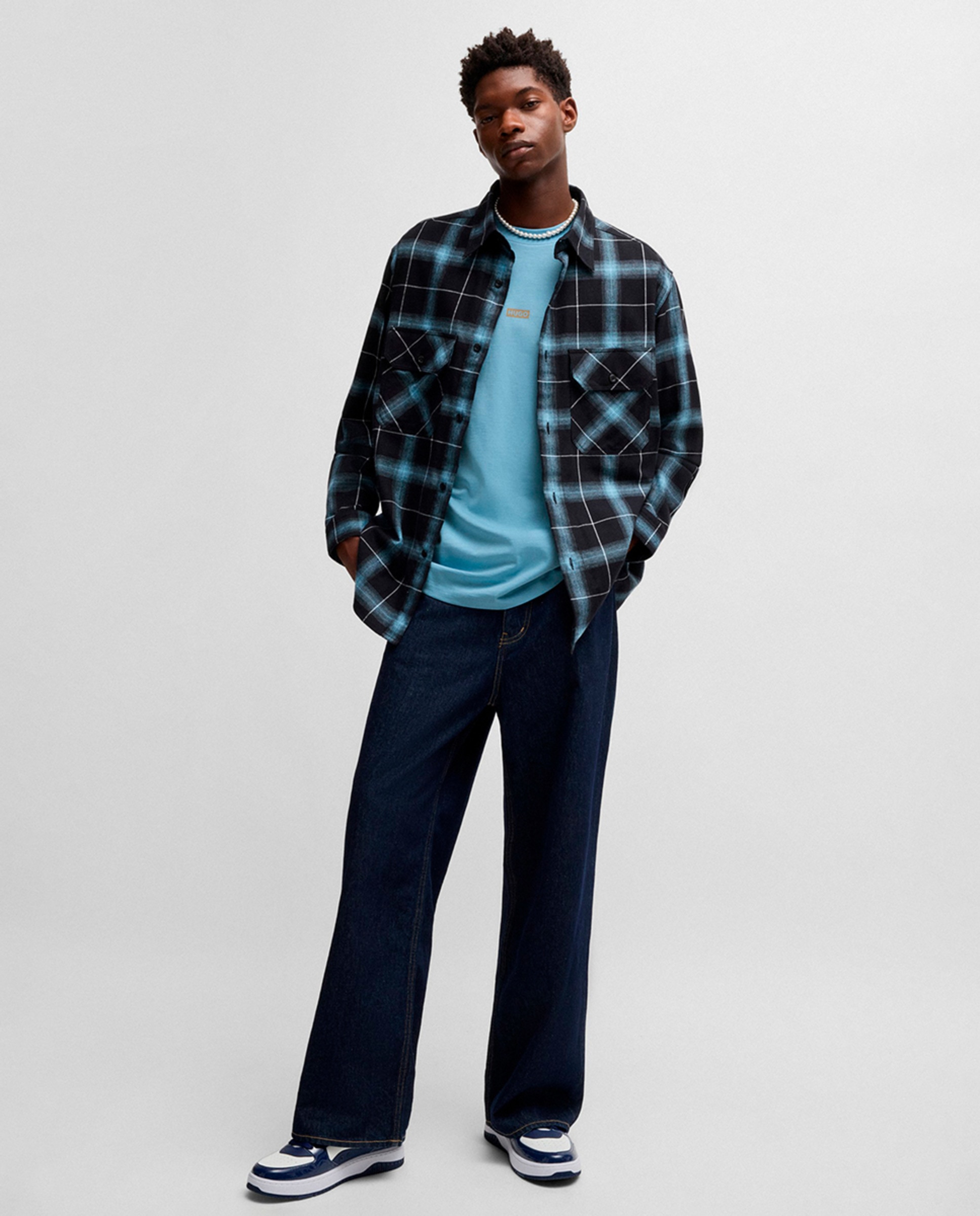 Camisola de Malha de Algodão com Logótipo do Tema da Nova Temporada Azul-5