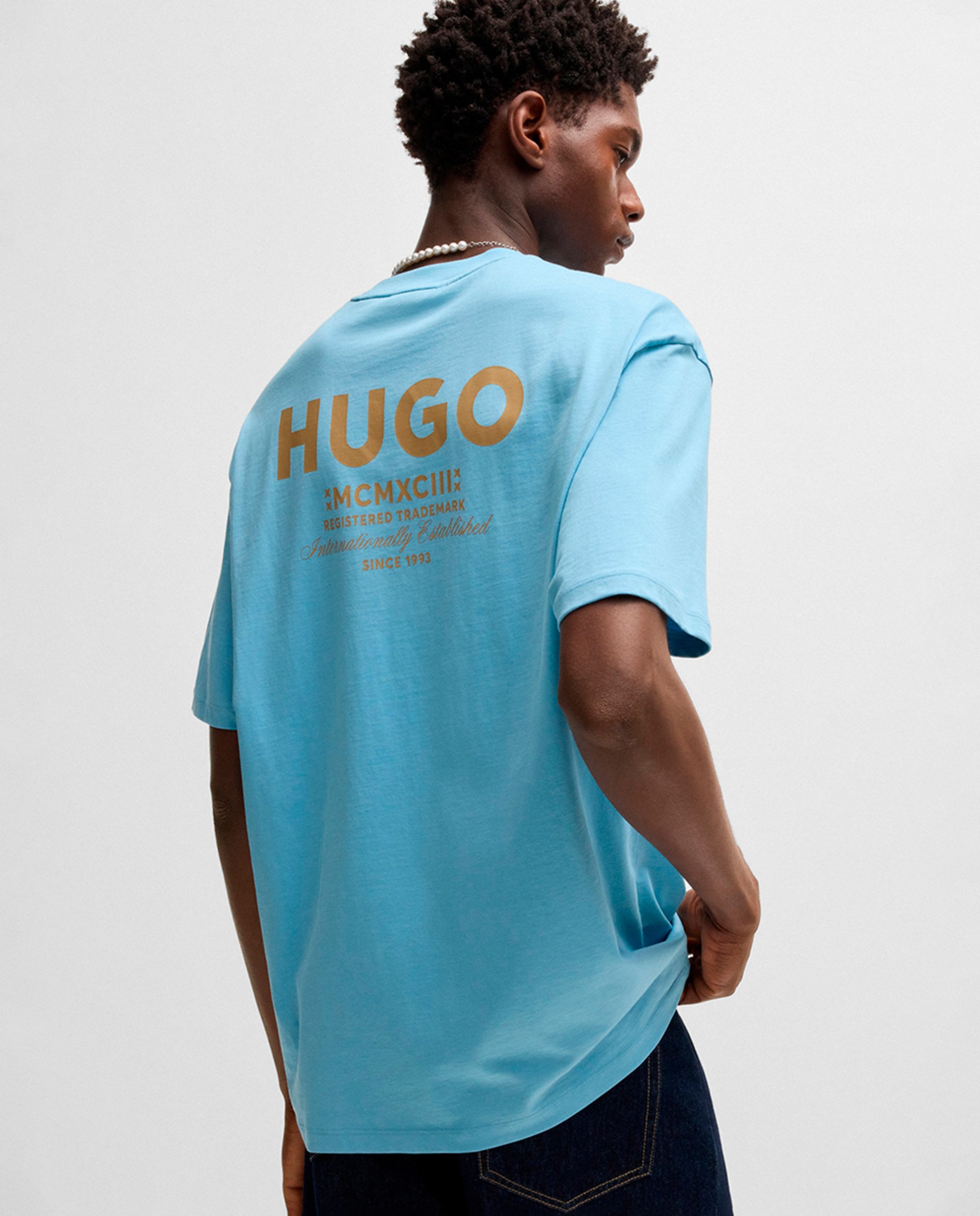 Camisola de Malha de Algodão com Logótipo do Tema da Nova Temporada Azul-2