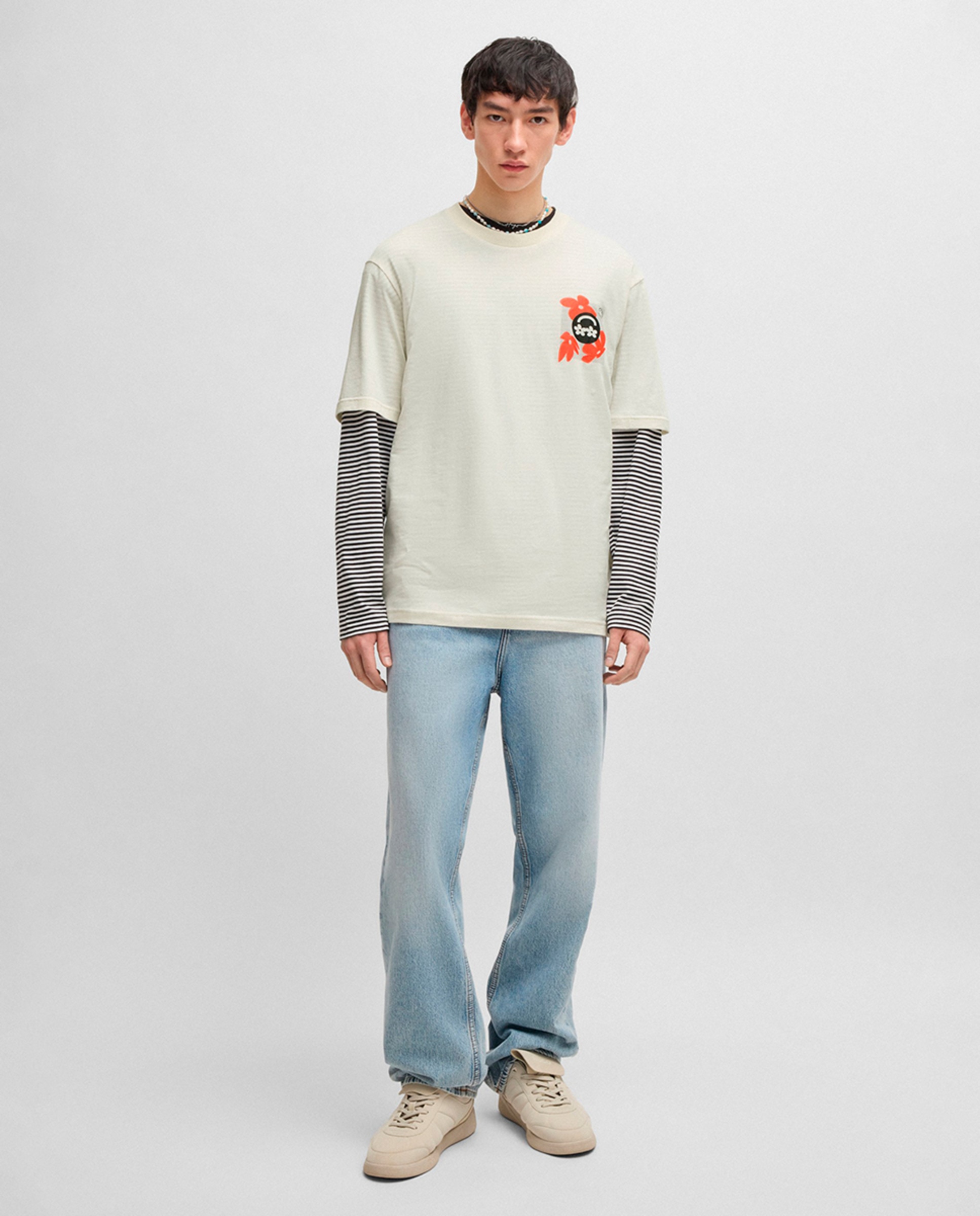 Camisola de Malha de Algodão com Logótipo Estampado Branco-5