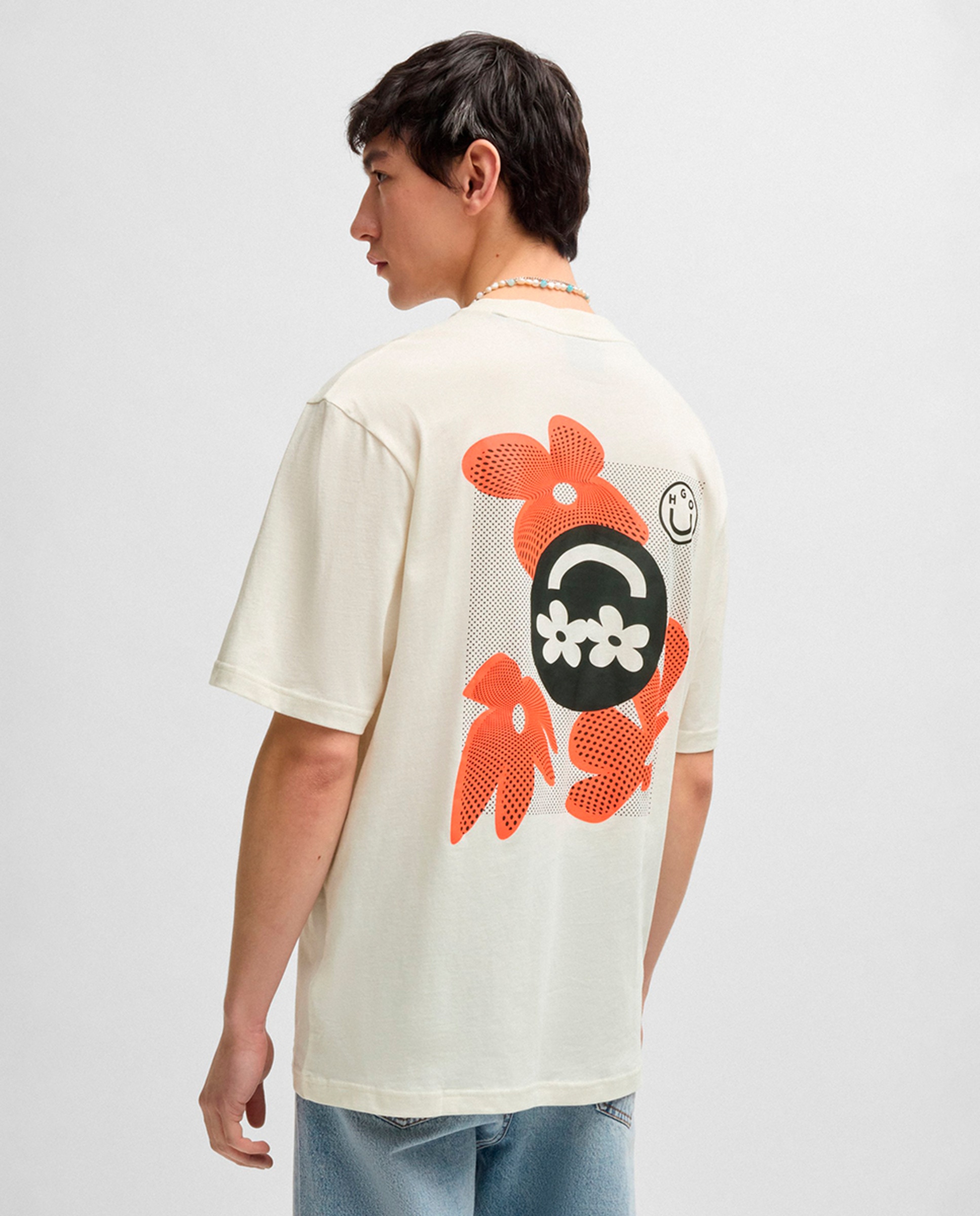 Camisola de Malha de Algodão com Logótipo Estampado Branco-2