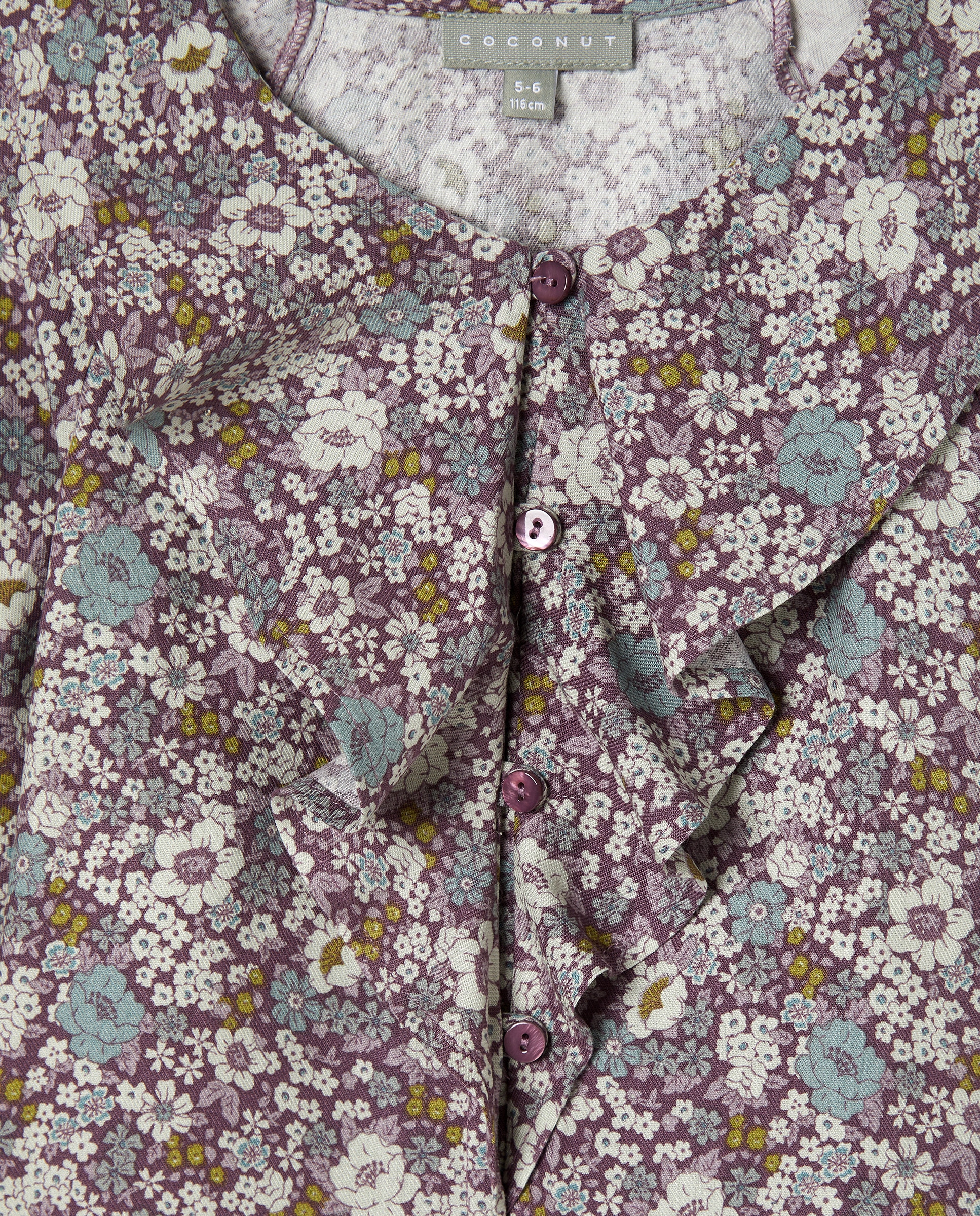 Blusa em Viscose com Manga Comprida, Folhos e All Over Print Bicolor Rosa-5