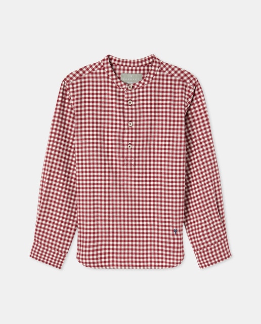 Imagem 0 de Camisa de Manga Comprida e Gola à Padre com Vichy Pequeno (5x5)
