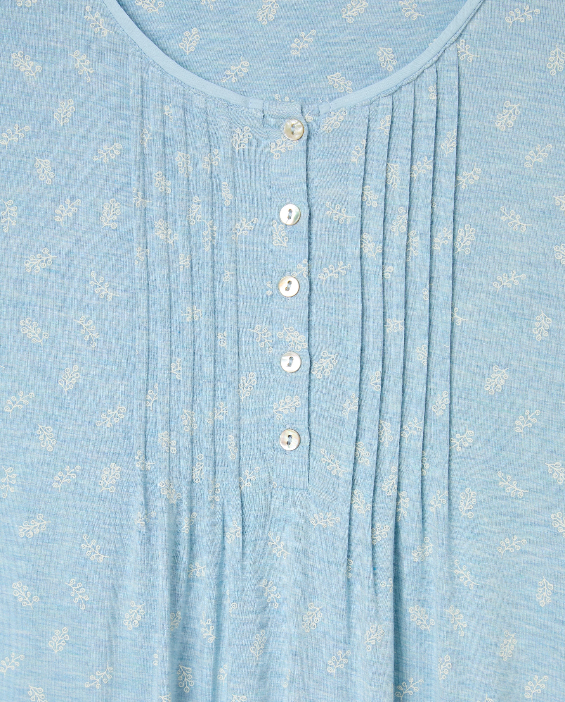 Camisa de Dormir com Detalhes no Decote Azul-4