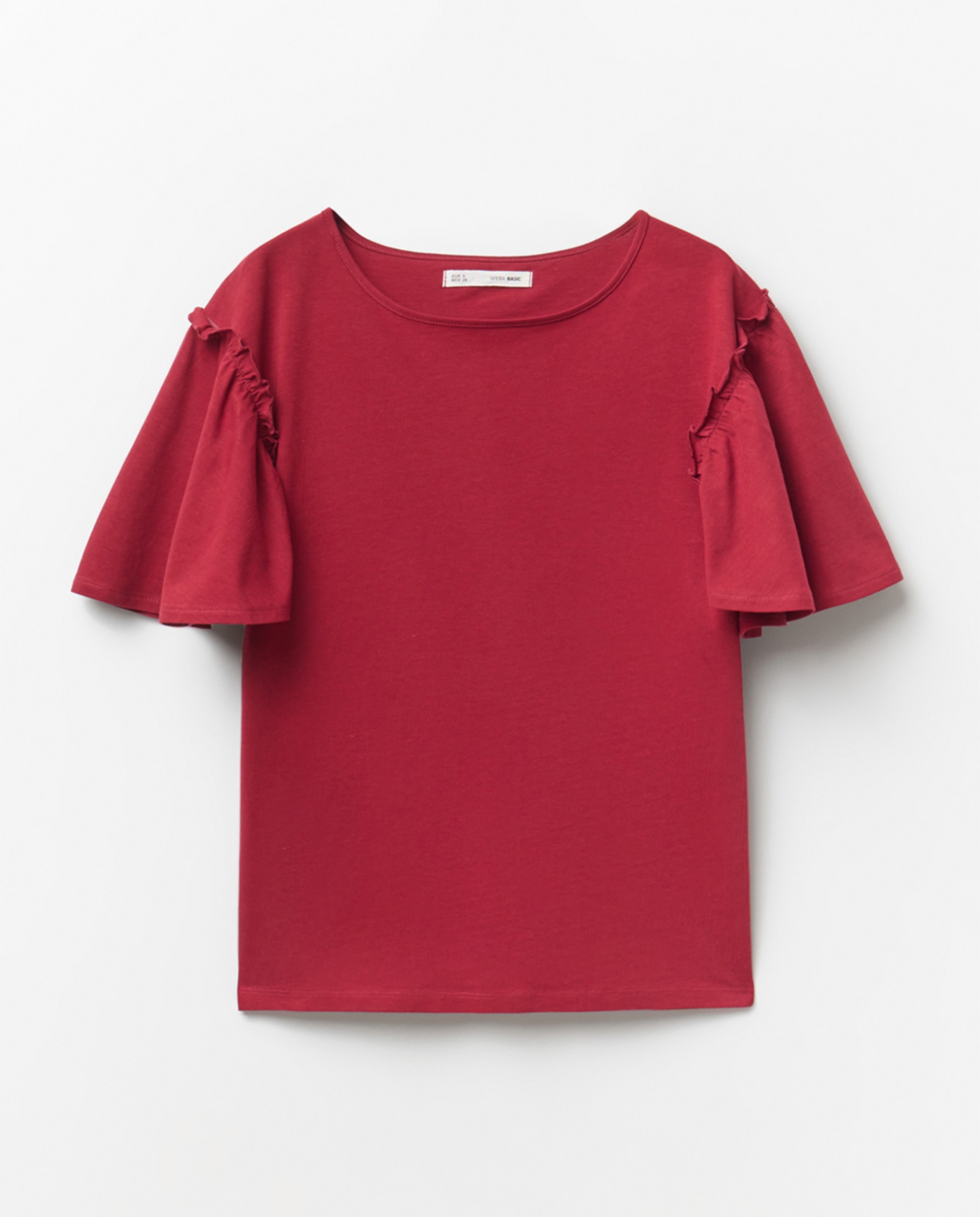 T-shirt Lisa com Folhos Bordeaux-4