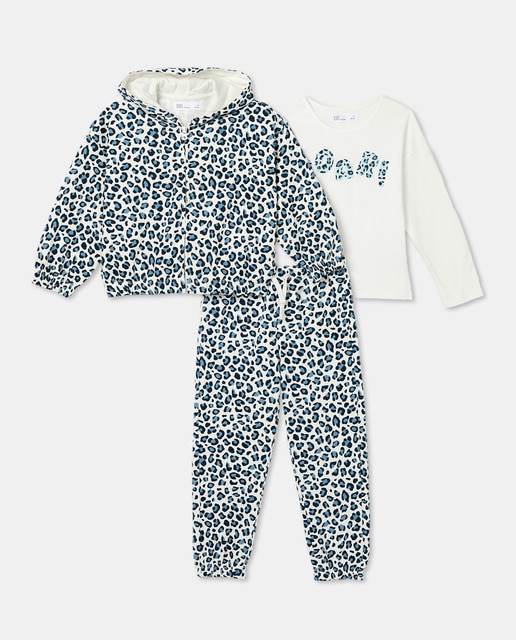 Imagem 0 de Conjunto com Sweatshirt Aberta e Calças com Animal Print