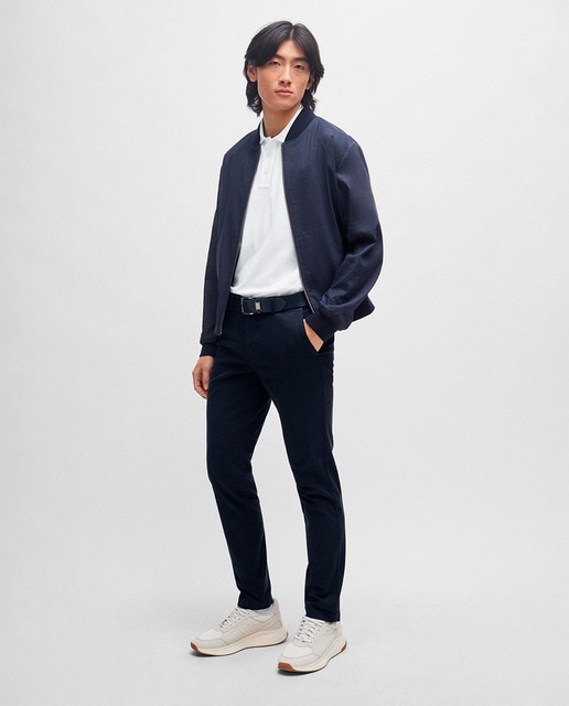 Imagem 0 de Calças Chino Slim Fit em Tecido de Gabardine de Algodão Elástico