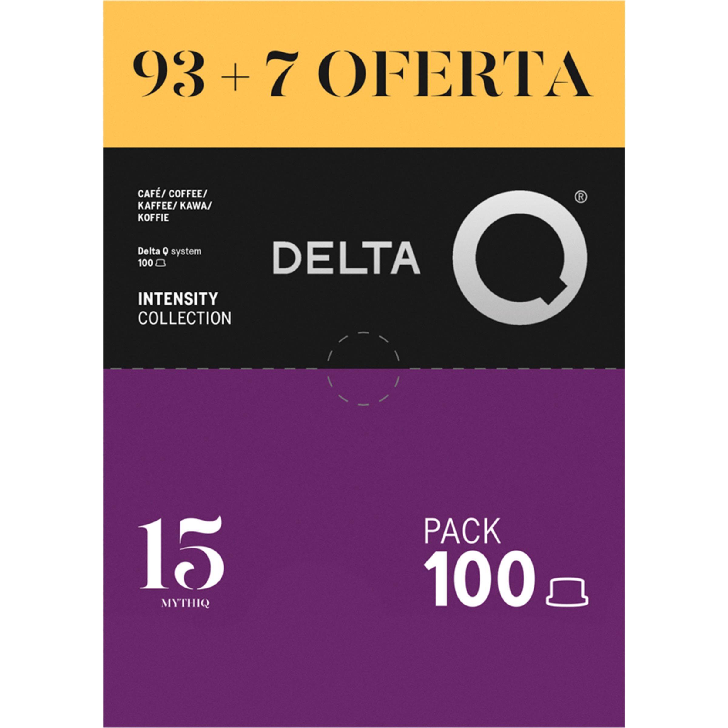 Cápsulas de Café Mythiq 93+7 embalagem 100 unidades