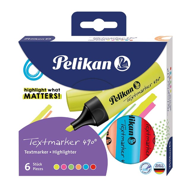 Imagen 0 de Blíster de 6 subrayadores colores neón textmarker 490 Pelikan multicolor