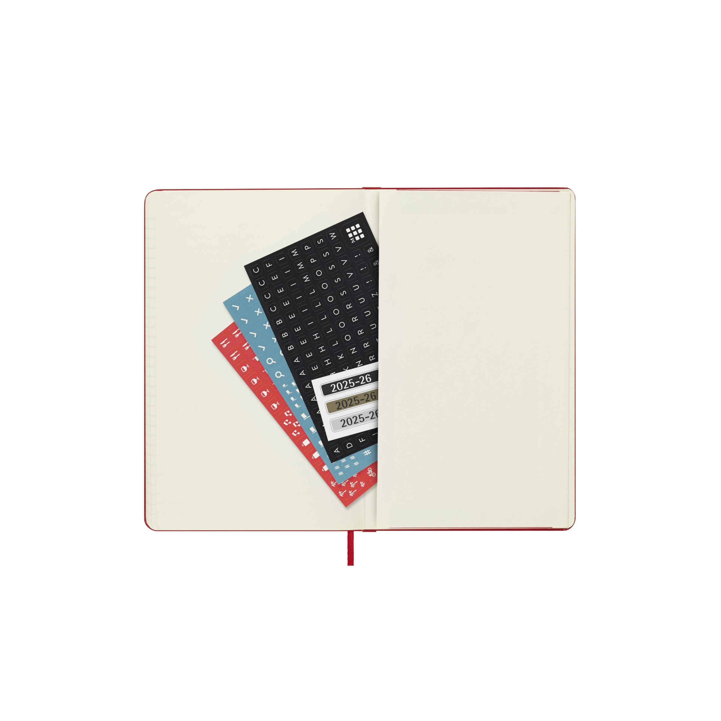 Agenda large de julho 2025 a dezembro 2026  semana vista capa dura Moleskine vermelho em inglês Vermelho-6
