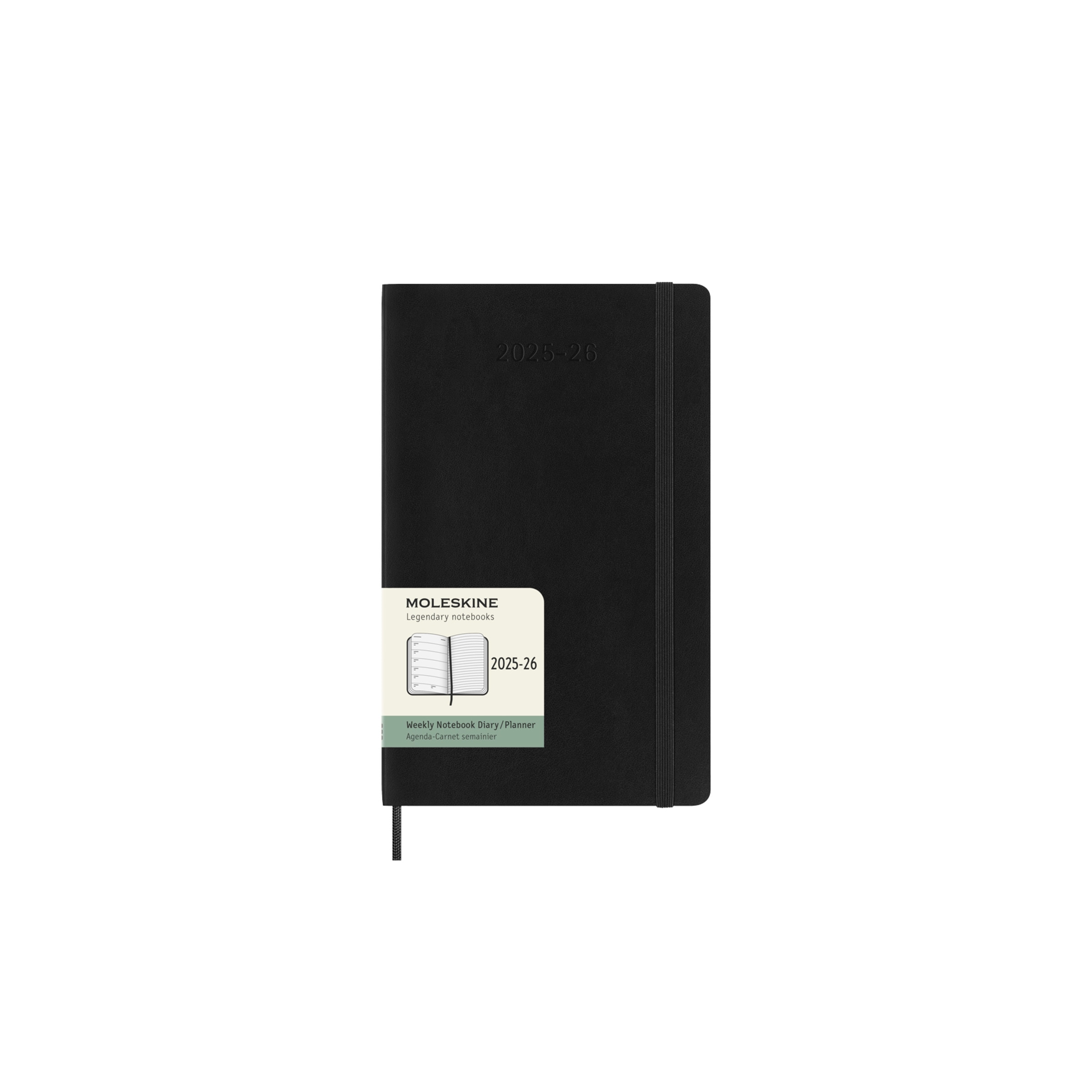 Agenda large de julho 2025 a dezembro 2026  semana vista capa mole Moleskine preto em inglês Preto-1