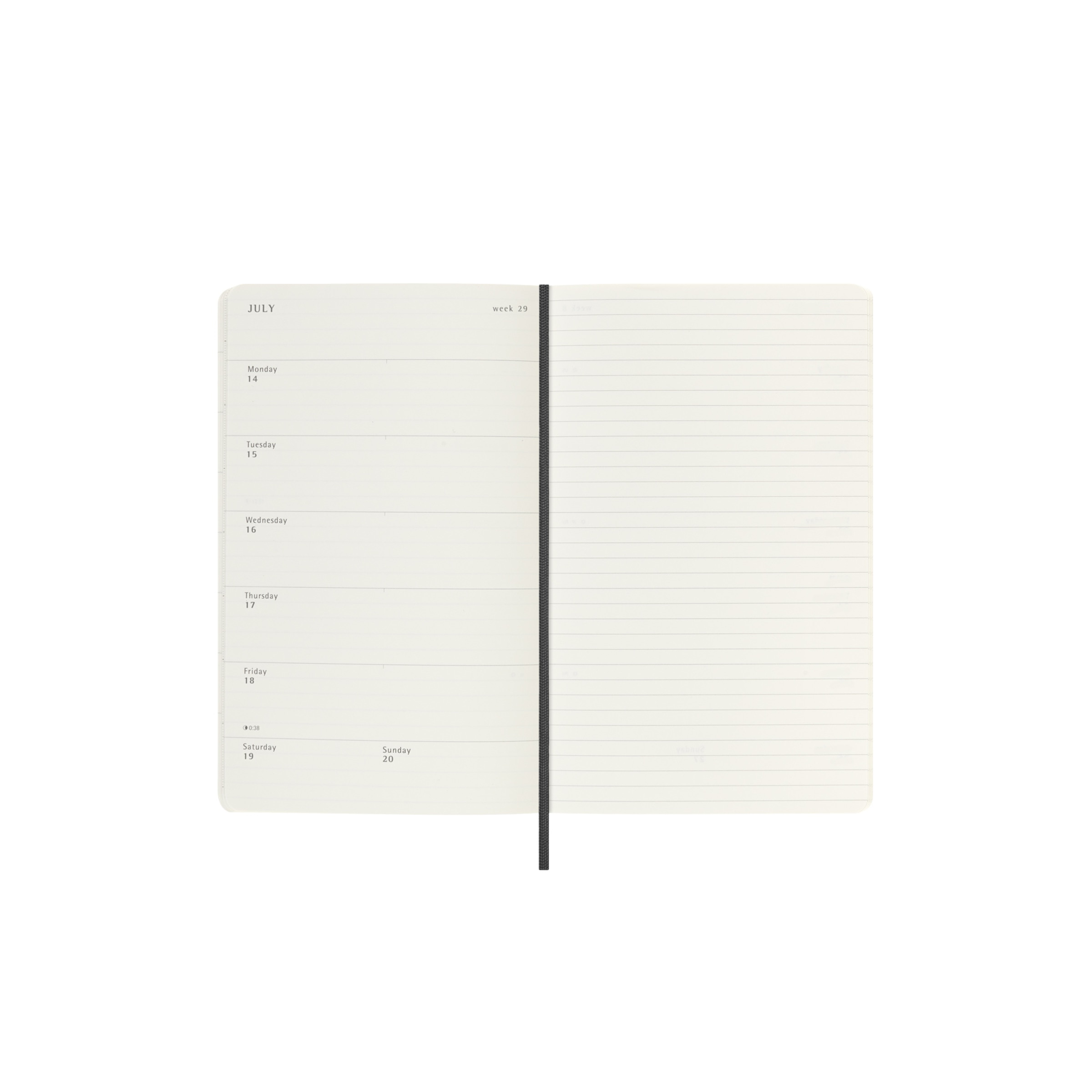 Agenda large de julho 2025 a dezembro 2026  semana vista capa mole Moleskine preto em inglês Preto-4