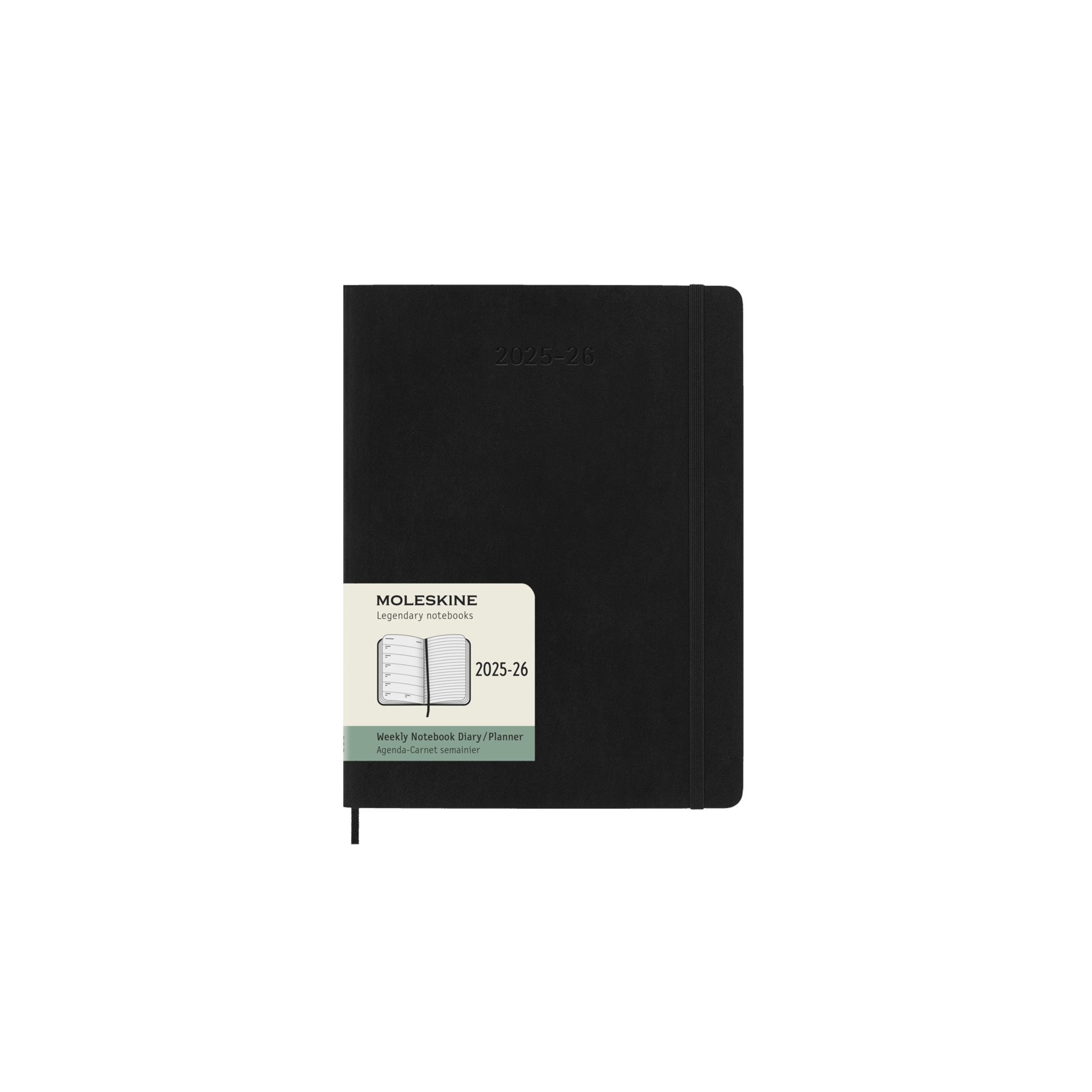 Agenda extralarge de julho 2025 a dezembro 2026  semana vista capa mole Moleskine preto em inglês Preto-1