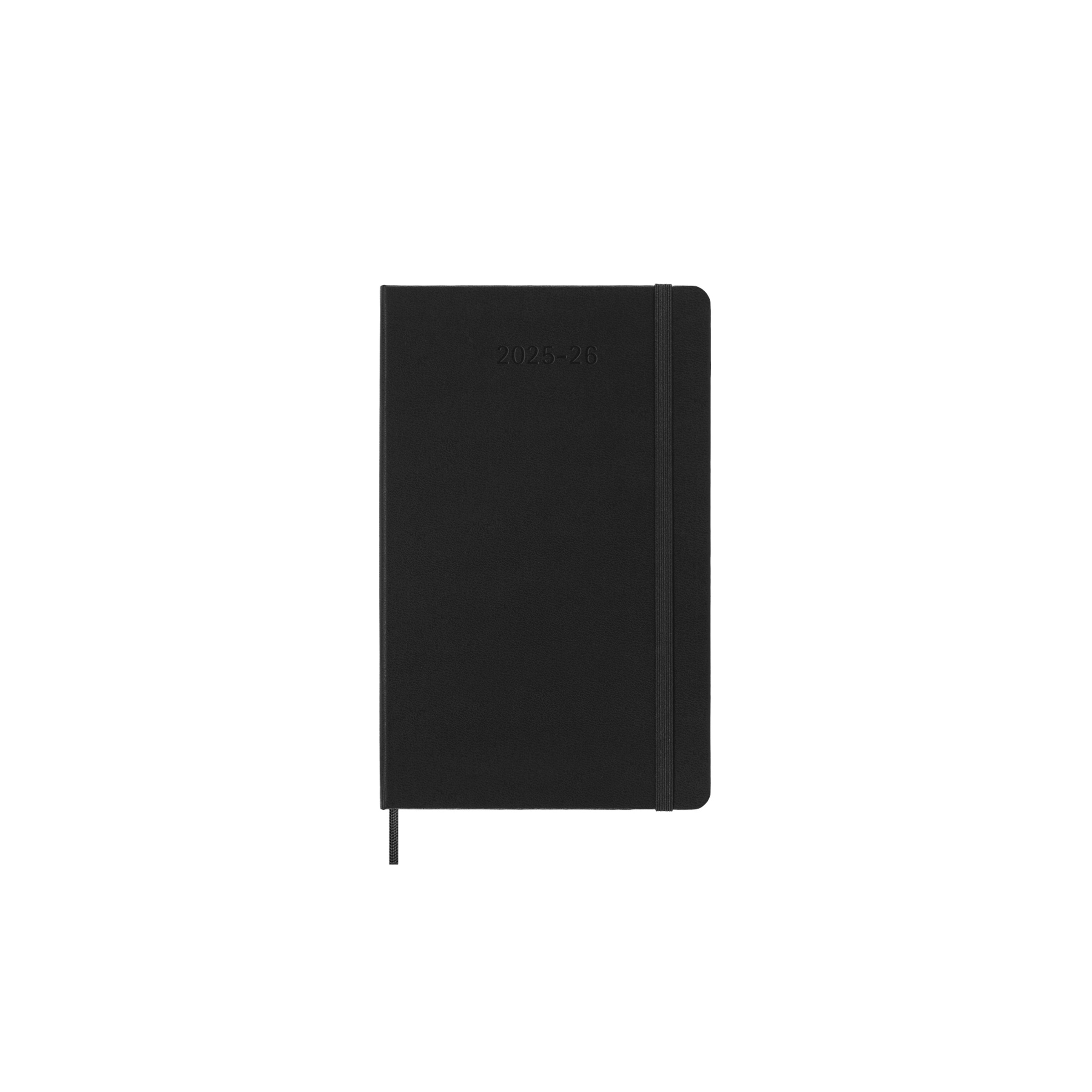 Agenda large de julho 2025 a dezembro 2026  semana vista horizontal capa dura Moleskine preto em inglês Preto-2