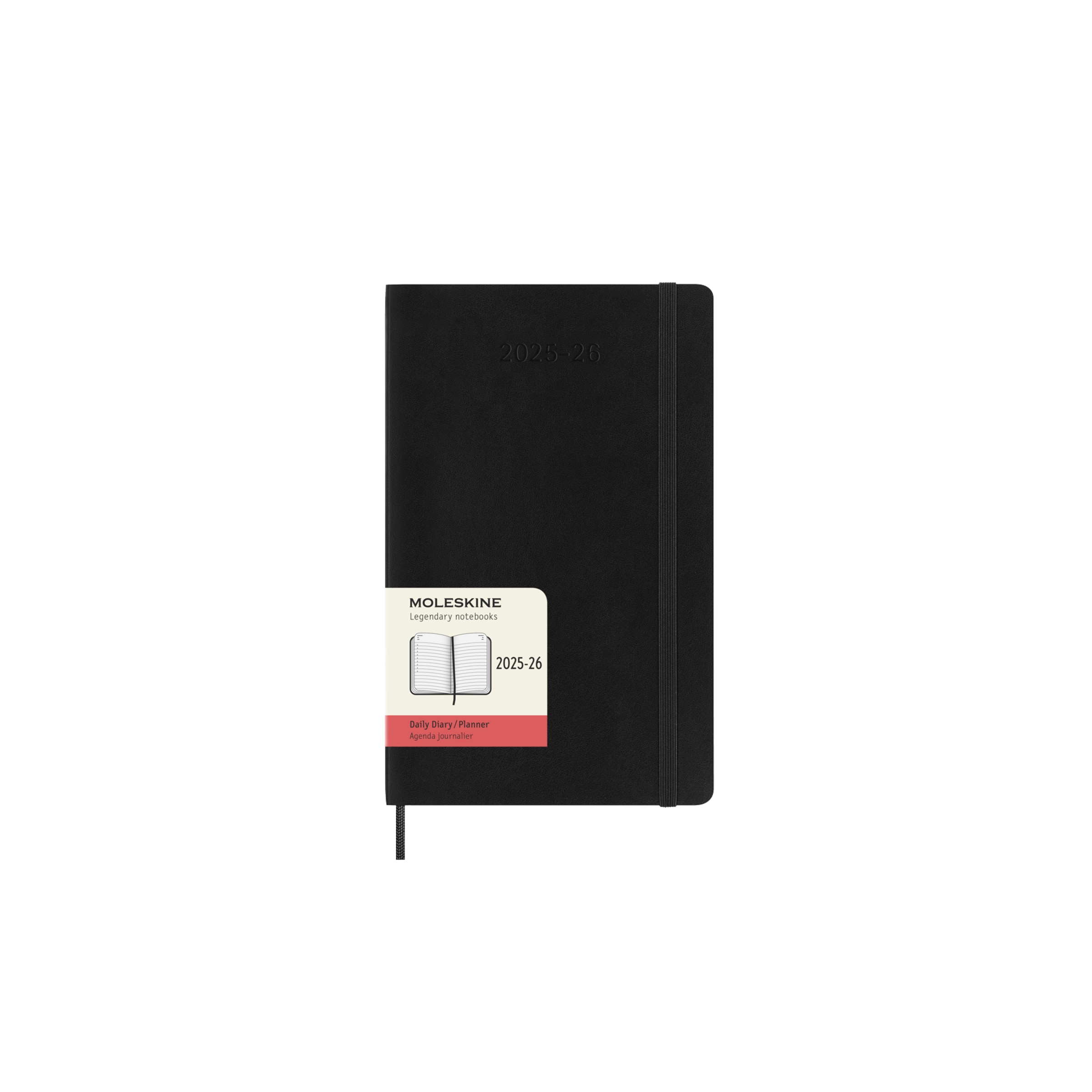 Agenda large  de julho 2025 a dezembro 2026 dia página capa mole Moleskine preto em inglês Preto-1