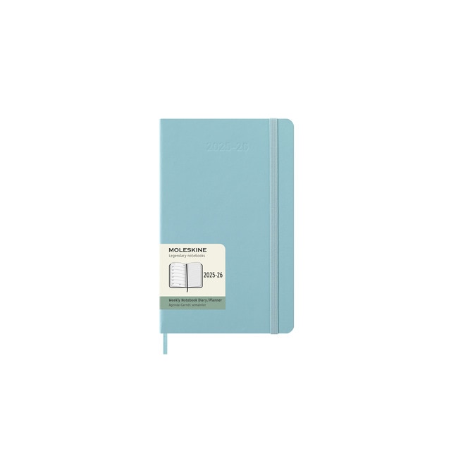 Imagem 0 de Agenda large de julho 2025 a dezembro 2026  semana vista capa dura Moleskine turquesa aquamarine em inglês